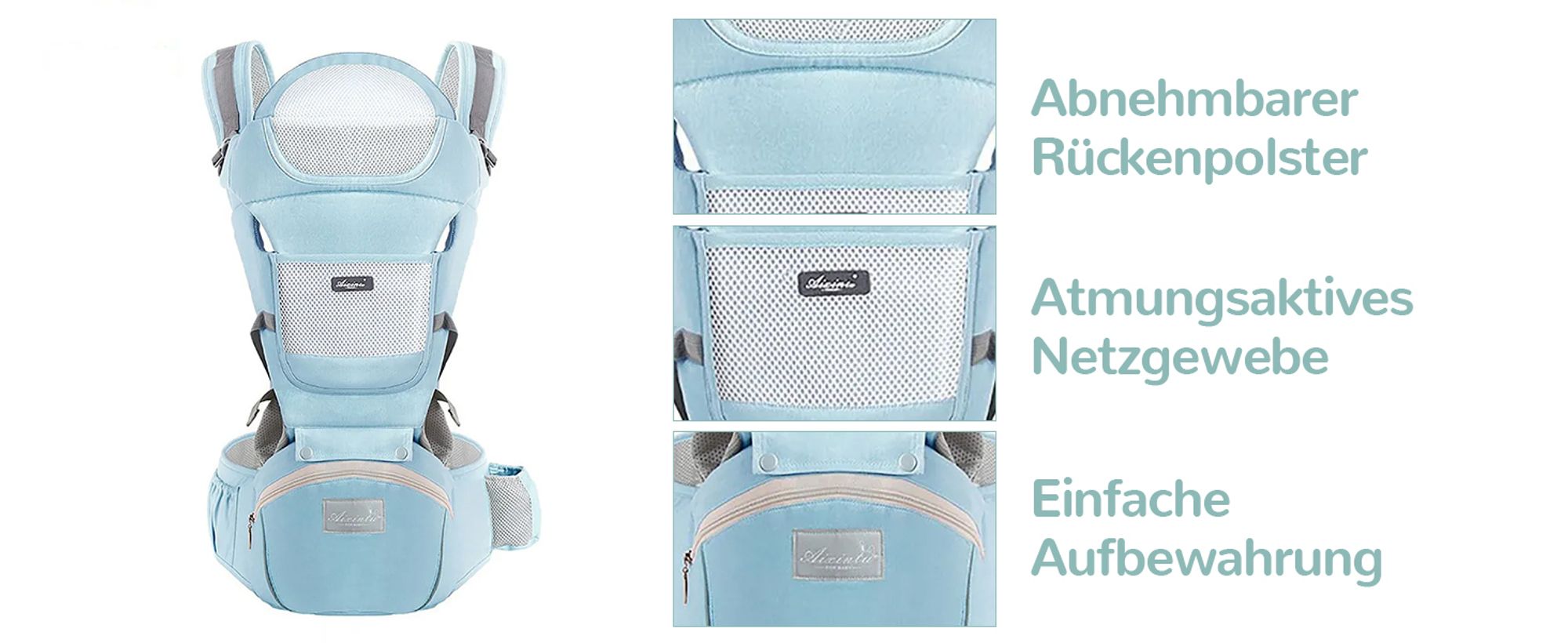 OKWISH Kindertrage Bauchtrage Rückentrage Babytrage Neugeborene bis Kleinkinder Ergonomische,gemütliche und leichte Babytrage für 3-20kg Blau