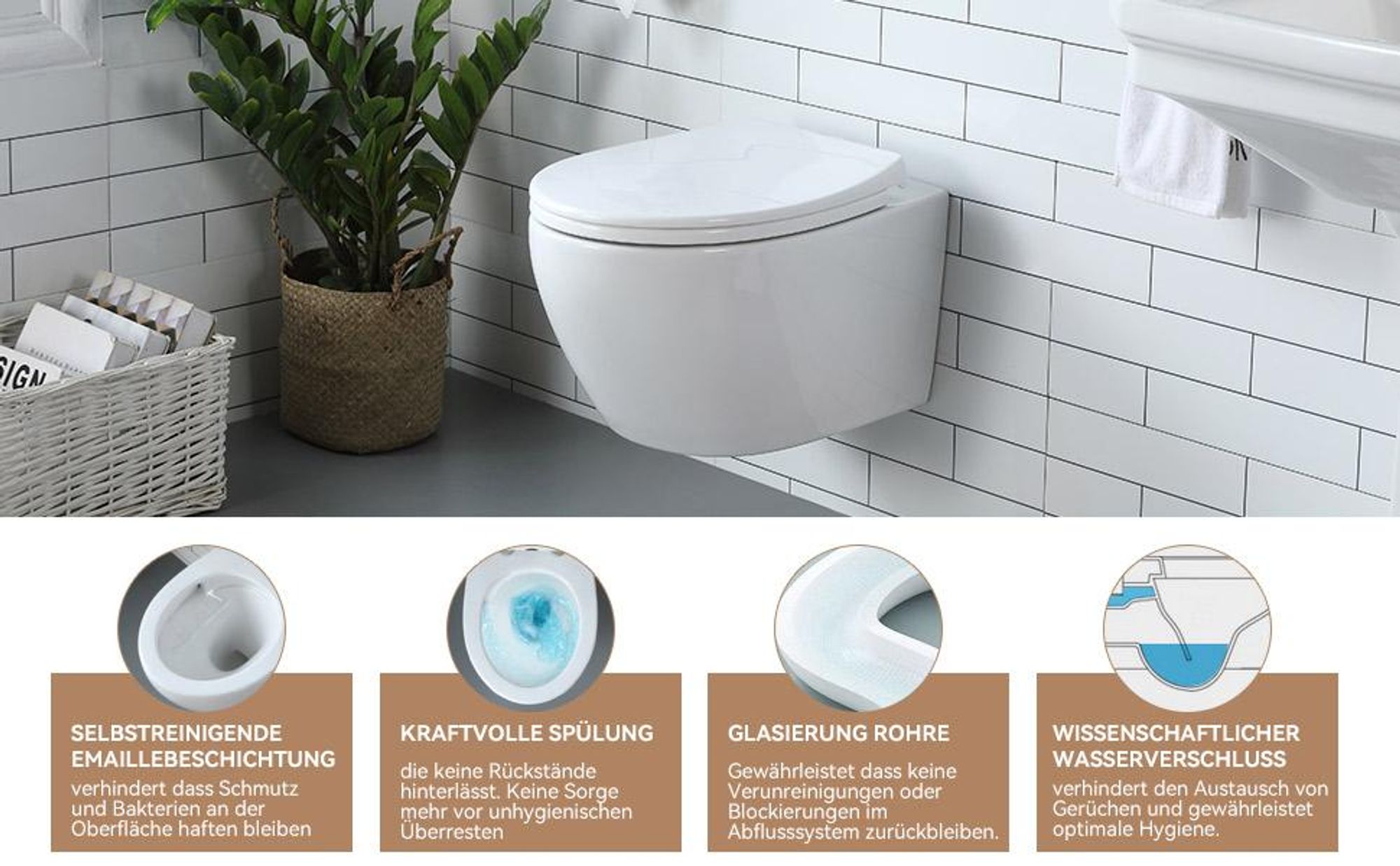 Hänge Toilette Hochwertige Sanitärkeramik mit Nanobeschichtung