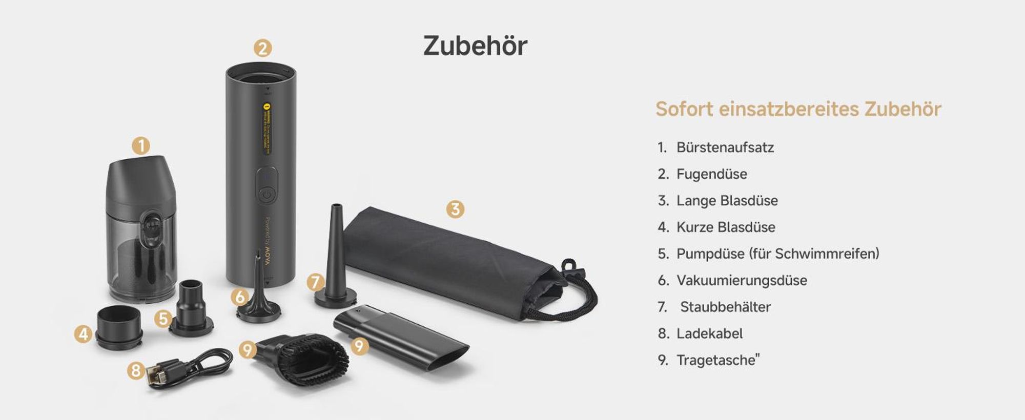 MOVA MDV001 Tragbarer 4-in-1 Handstaubsauger mit Blasfunktion, kabellos, leicht & kompakt, All-in-One für Auto, Haushalt & Büro