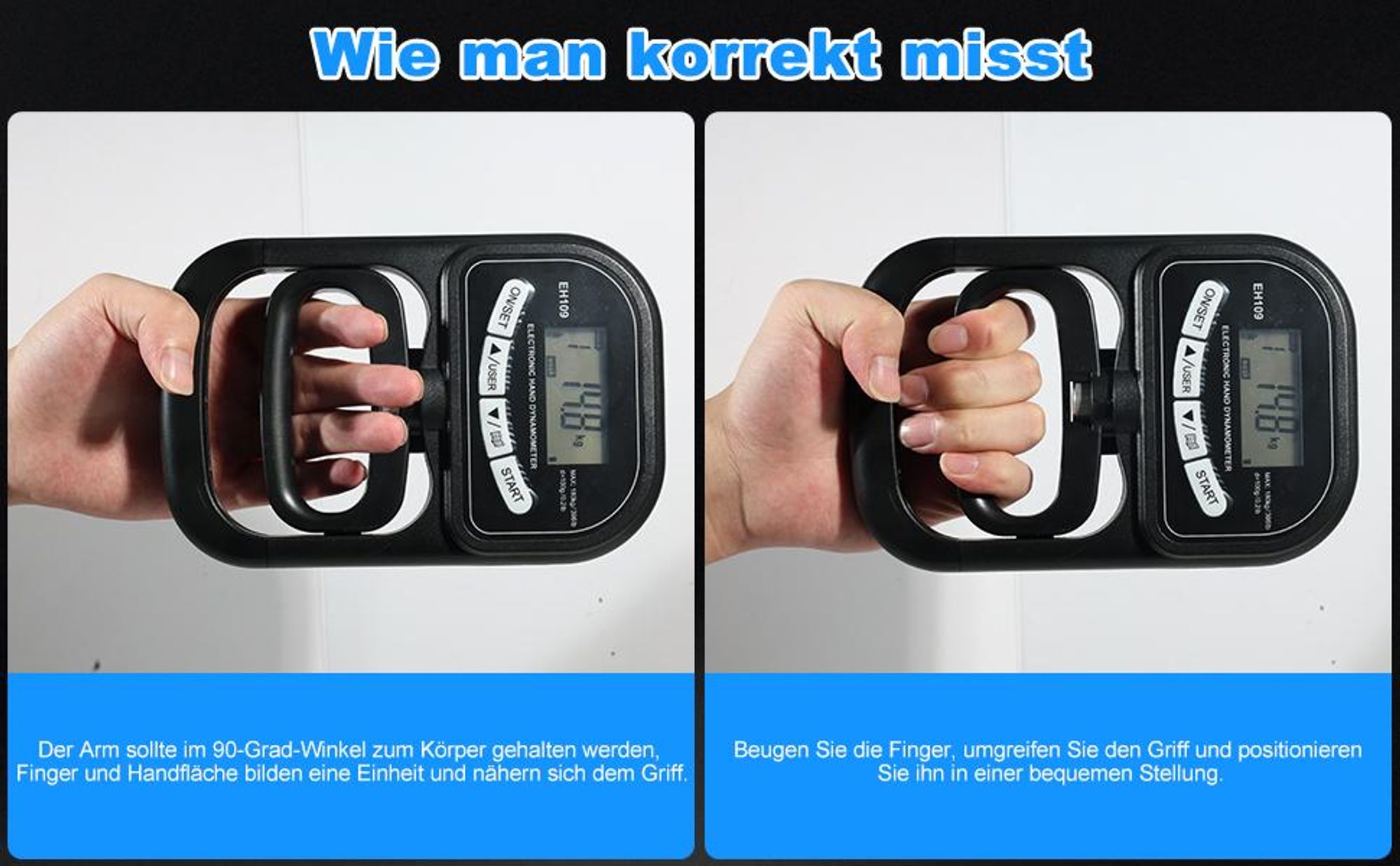 Hand Dynamometer, Griffkrafttrainer, Digitaler Handkraftmessgerät, Griffkraftmessgerät, Elektronische Griffkraft Messgerät mit LED Display,396lb/180kg