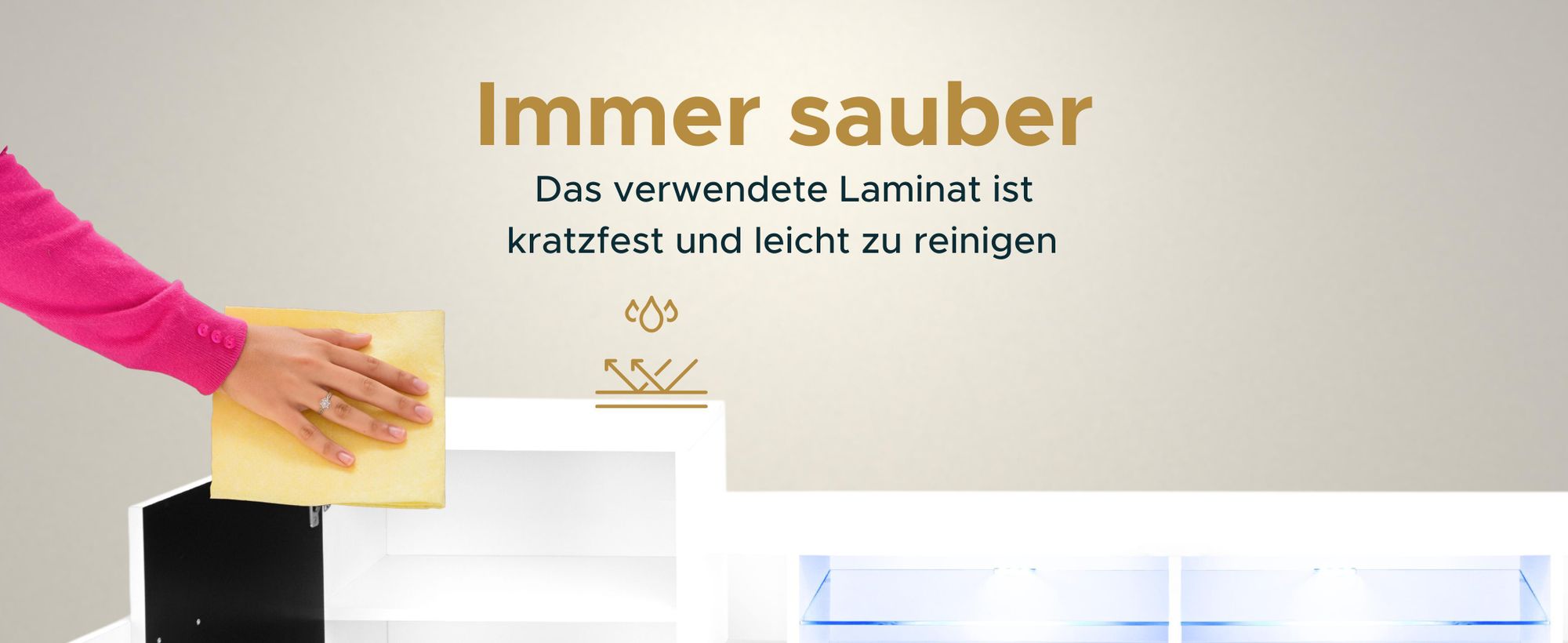 Komodee | TV-Schrank mit 2 Türen Merano | Korpus Schwarz Matt Frontfarbe Wotan und Schwarz , LED RGB