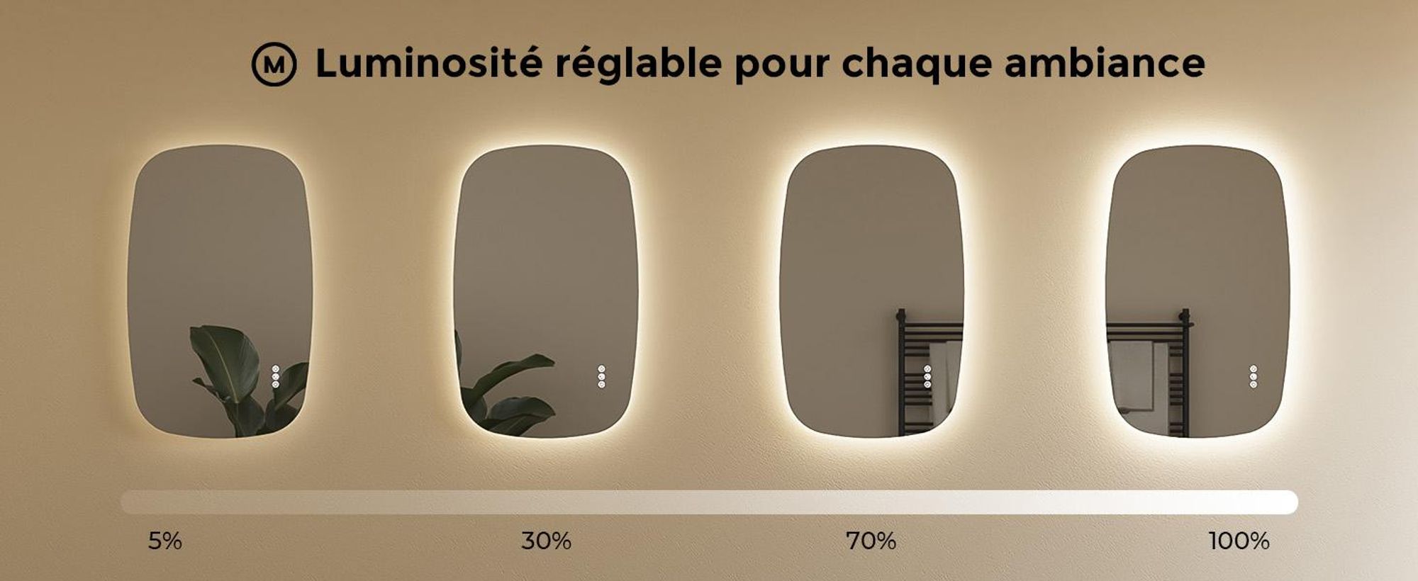 S'AFIELINA 95×60 cm Miroir de Salle de Bain avec Éclairage, Miroir LED Oval avec Interrupteur Tactile,3 Couleurs de Lumière Réglables, Anti-Buée