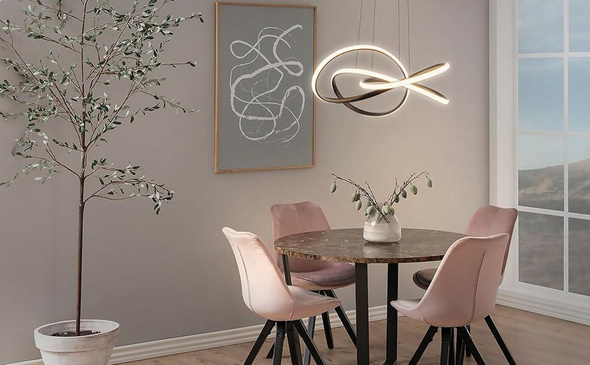 ZMH LED Suspension Salon Noir Lampe à suspendre Réglable en hauteur Ø62cm 62W Anneaux Lustre Dimmable avec télécommande