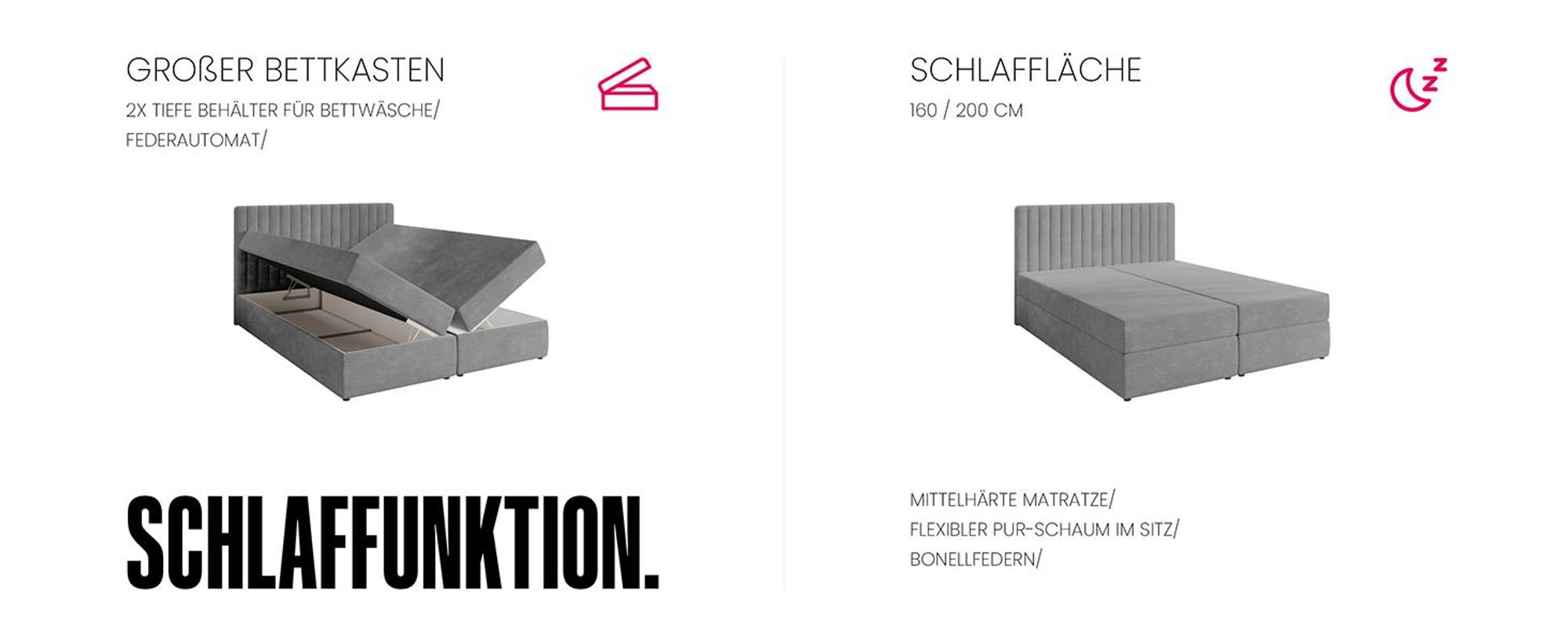 BroMARKT Boxspringbett DREAM mit 2 Bettkasten, Bonell-Matratze, Polsterbett, Bett (Beige, Cosmic 10, 160 x 200 cm)