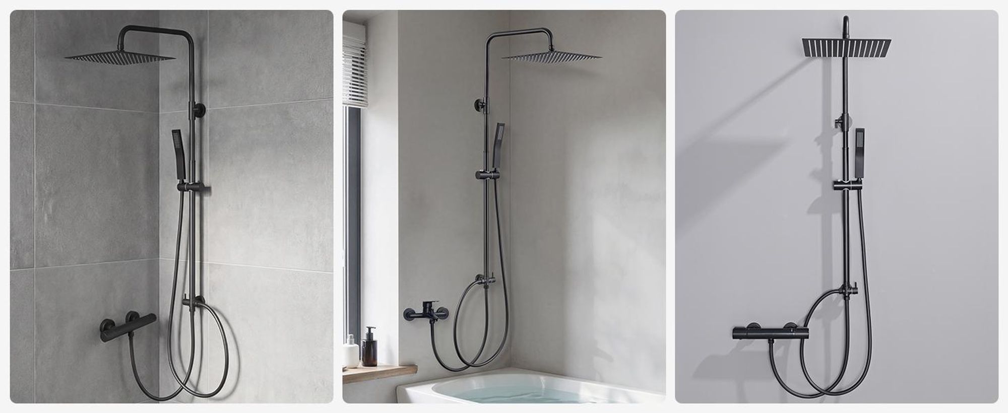 Auralum Edelstahl Regendusche ohne Armatur,Duschsystem mit  Duschkopf 25x25cm Eckig,Messing Wasserteiler,Höhenverstellbar Duschstange Duschsäule,Dusch