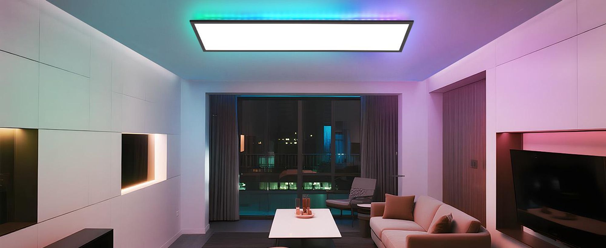 ZMH LED panel 120x30 stmívatelný - dlouhé ploché stropní světlo RGB Stropní panel se změnou barvy s dálkovým ovládáním 36W Stropní svítidlo černé Velké obdélníkové kancelářské svítidlo Stropní svítidlo pro herny Kancelář Obývací pokoj