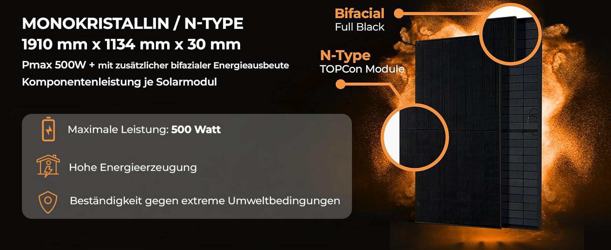 SUNNIVA® 1000W Balkonkraftwerk BIFAZIAL FULLBLACK komplett Steckdose HOYMILES 2x 400 Watt Wechselrichter, Komplettset 2x500W PV Solaranlage Solarmodule