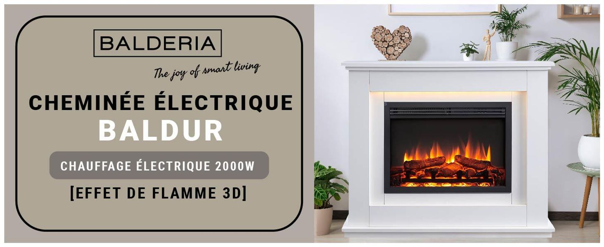 Cheminée électrique BALDERIA Baldur - Cheminée sur pied - Blanc