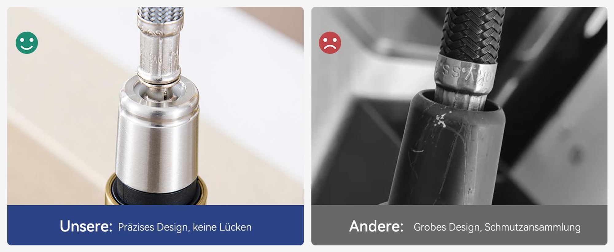 Spültischarmatur Ausziehbar L-Form, Cecipa Wasserhahn Küche, 304 Edelstahl Küchenarmatur, 2 Strahlarten, 360° Drehbar, Hochdruck, Gebürstet Gold