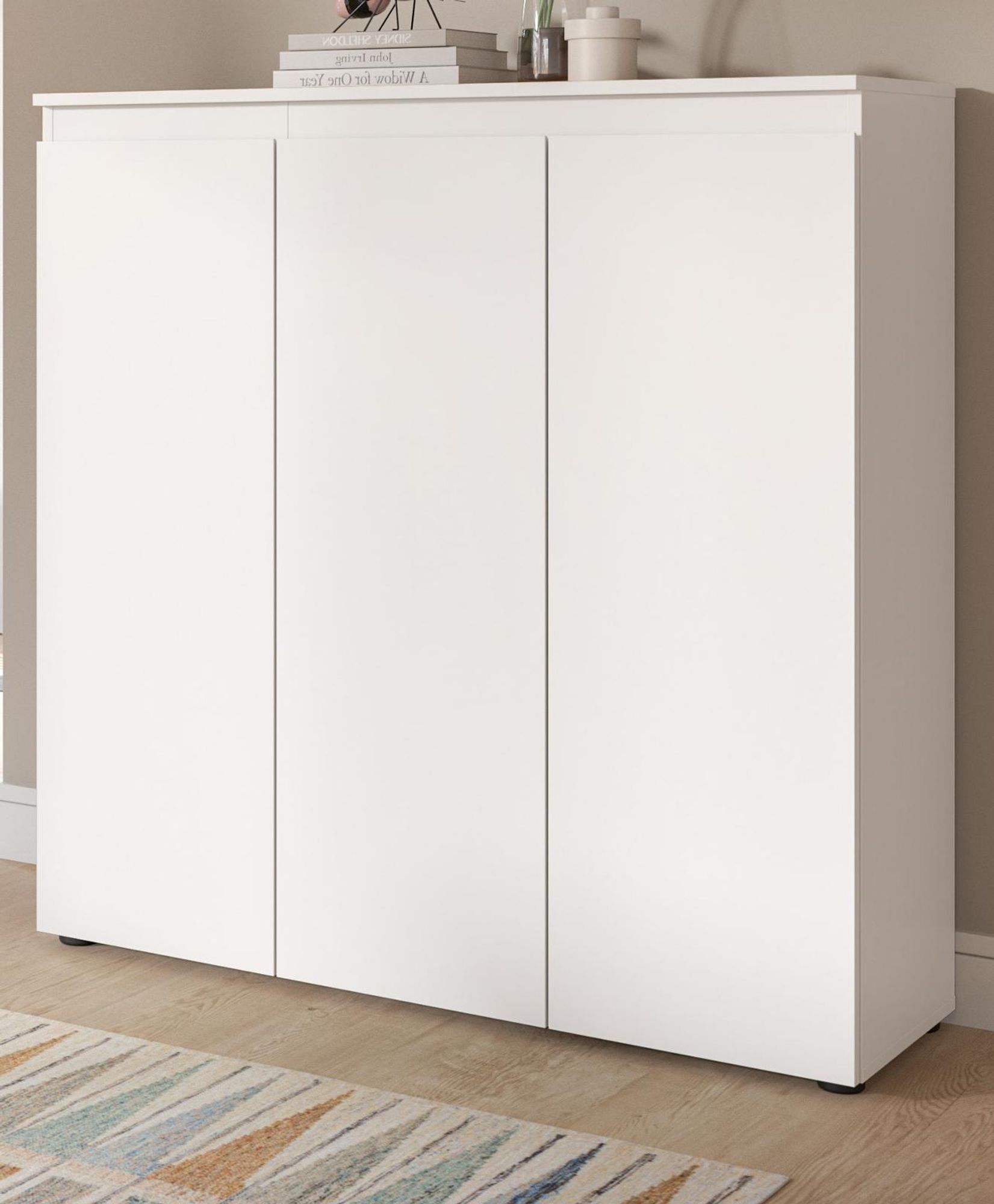 Kommode Assino in Weiß, 3-türig 105 x 111 cm