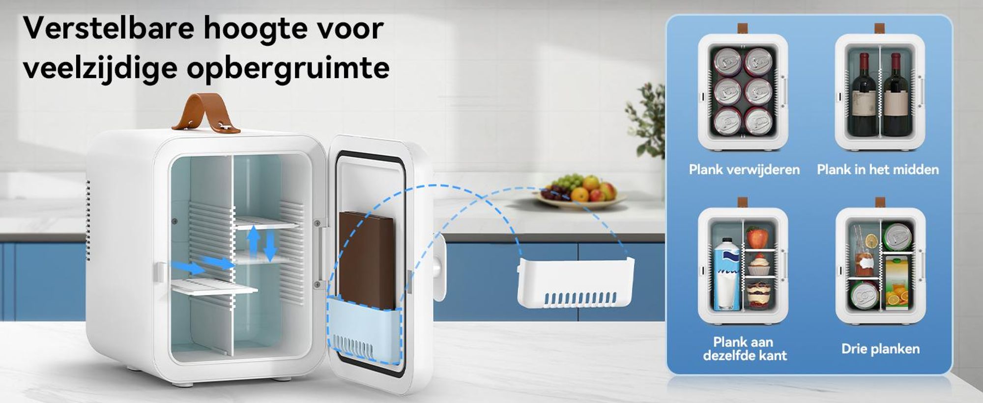 Puluomis Mini-koelkast, 4 liter, met koel- en verwarmingsfunctie, van 5°C tot 60°C, 220-240V/12V, ≤38dB, stille koelbox/warmbox, draagbaar voor cosmetica, dranken, auto