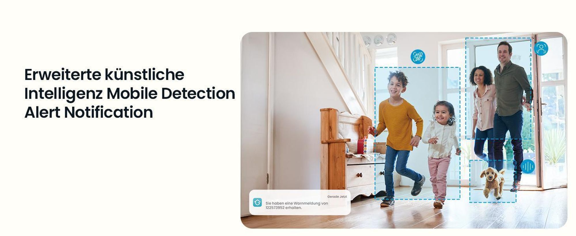 Überwachungskamera 4 Stück, Schwenkbar 360°, WLAN 2.4/5GHz, KI Personenerkennung, Auto-Tracking, Indoor für Baby, Kinder, Haustiere, 15M Nachtsicht