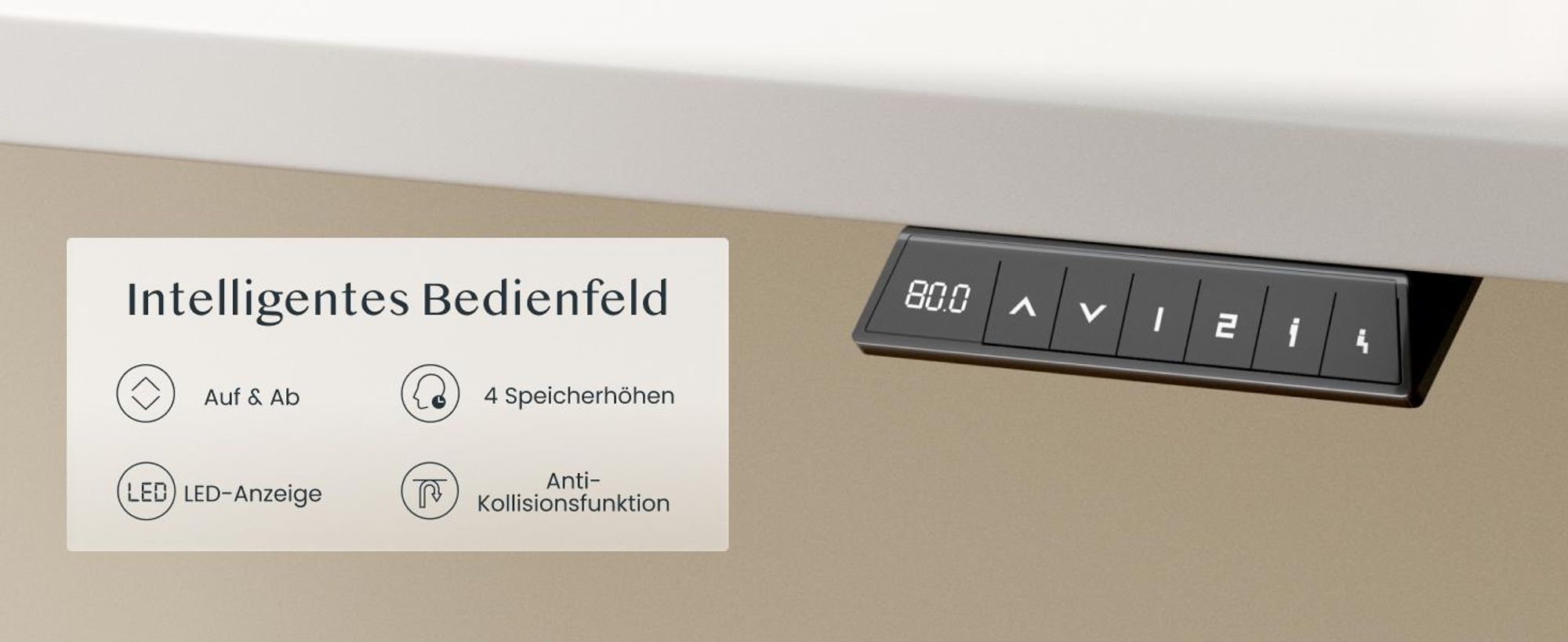FLEXISPOT CylineX Höhenverstellbarer Schreibtisch mit elegant abgerundeten Tischbeinen, 80 kg Tragkraft, 4 Memory-Funktion, Antikollisionsschutz(Weiß)