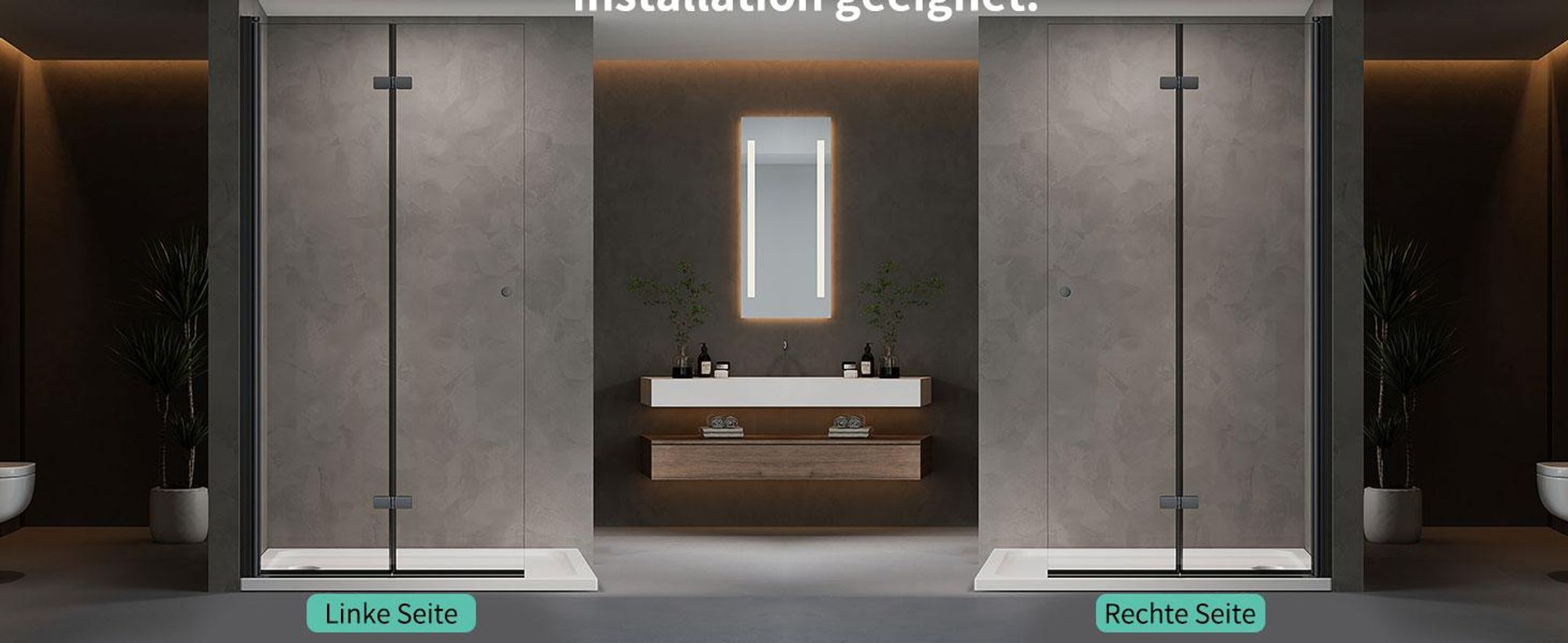 Duschabtrennung Walk in Falttür Dusche 70 x 185cm Faltbar & Drehbar Duschwand 6mm ESG Glas Duschtrennwand Schwarz Glaswand