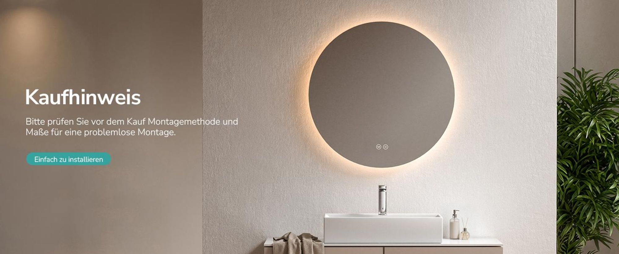 EMKE LED Badspiegel Rund 70 cm Durchmesser LED Spiegel Badezimmerspiegel mit Beleuchtung 3 Lichtfarbe 3000-6500K Dimmbar Lichtspiegel