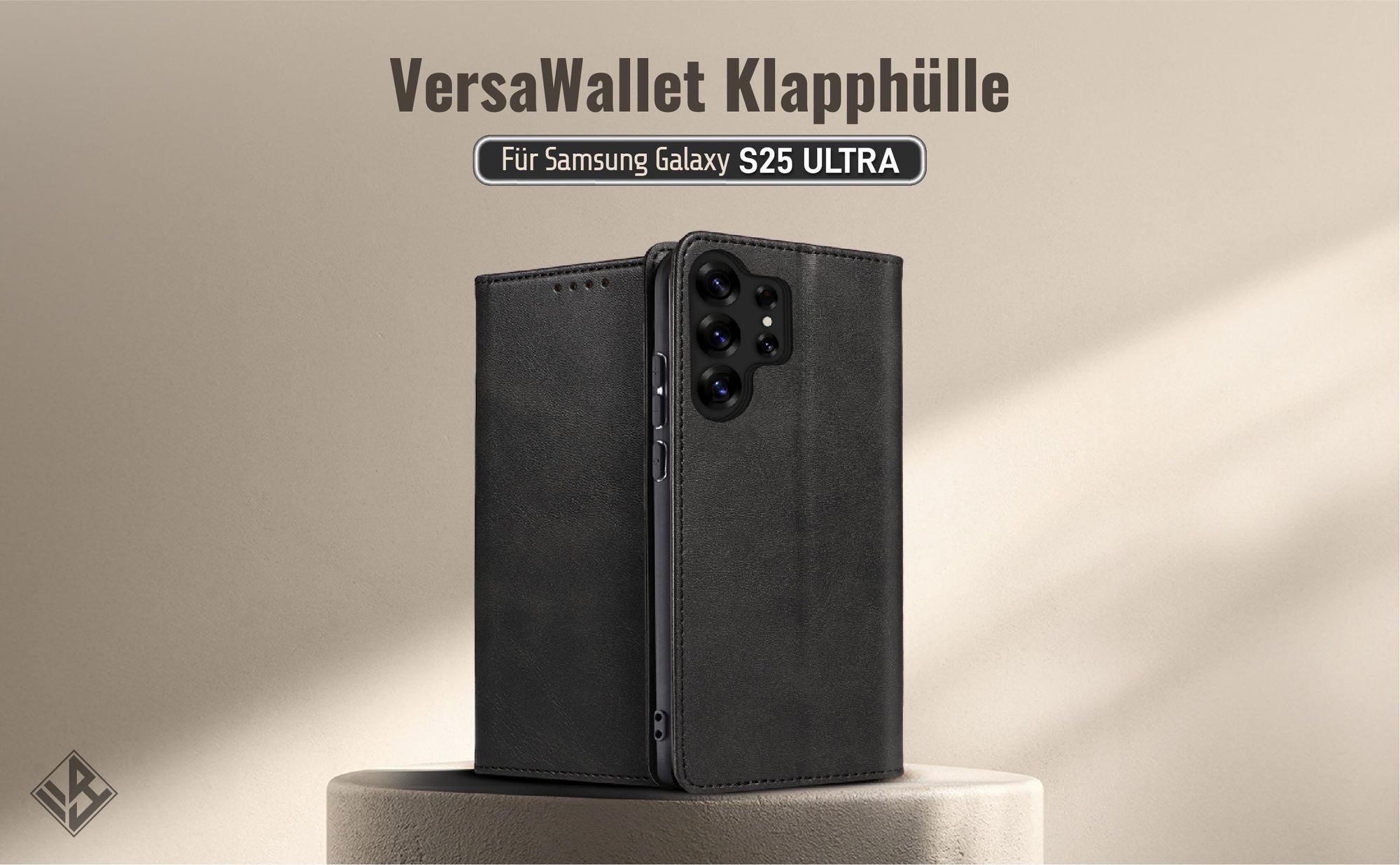 Schwarze Klapphülle für das Samsung Galaxy S25 Ultra mit Wallet-Funktion