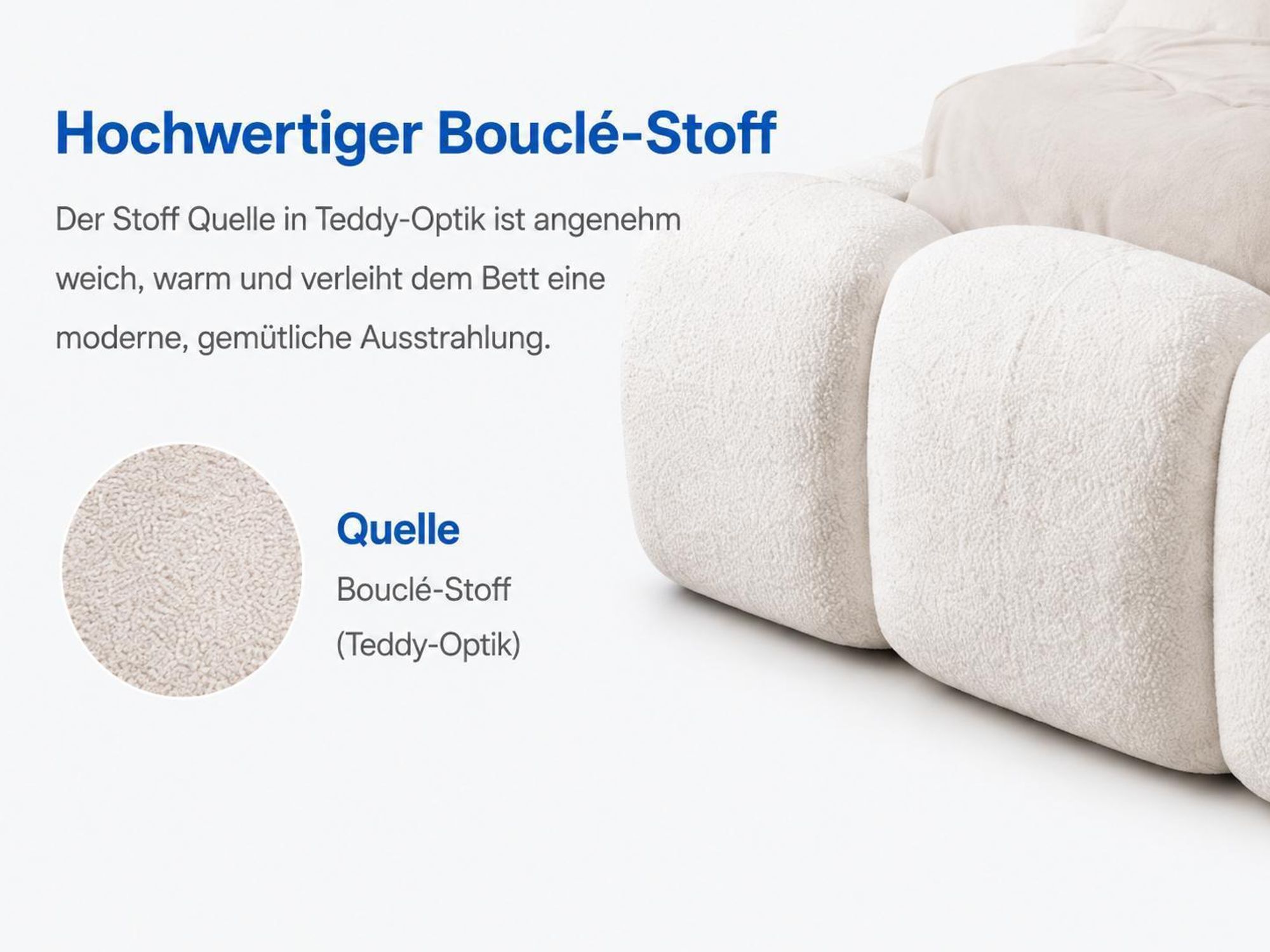 Bouclé-Stoff Quelle in Teddy-Optik am Polsterbett TEDDY
