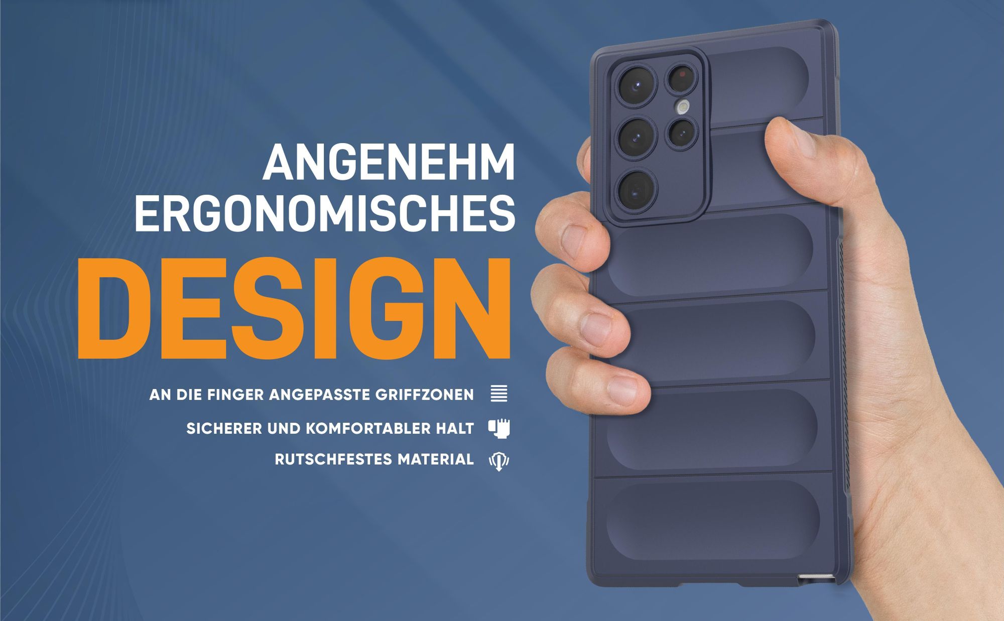 Blaue rutschfeste Hülle für Samsung Galaxy S22 Ultra mit weichem Mikrofaser Inlay
