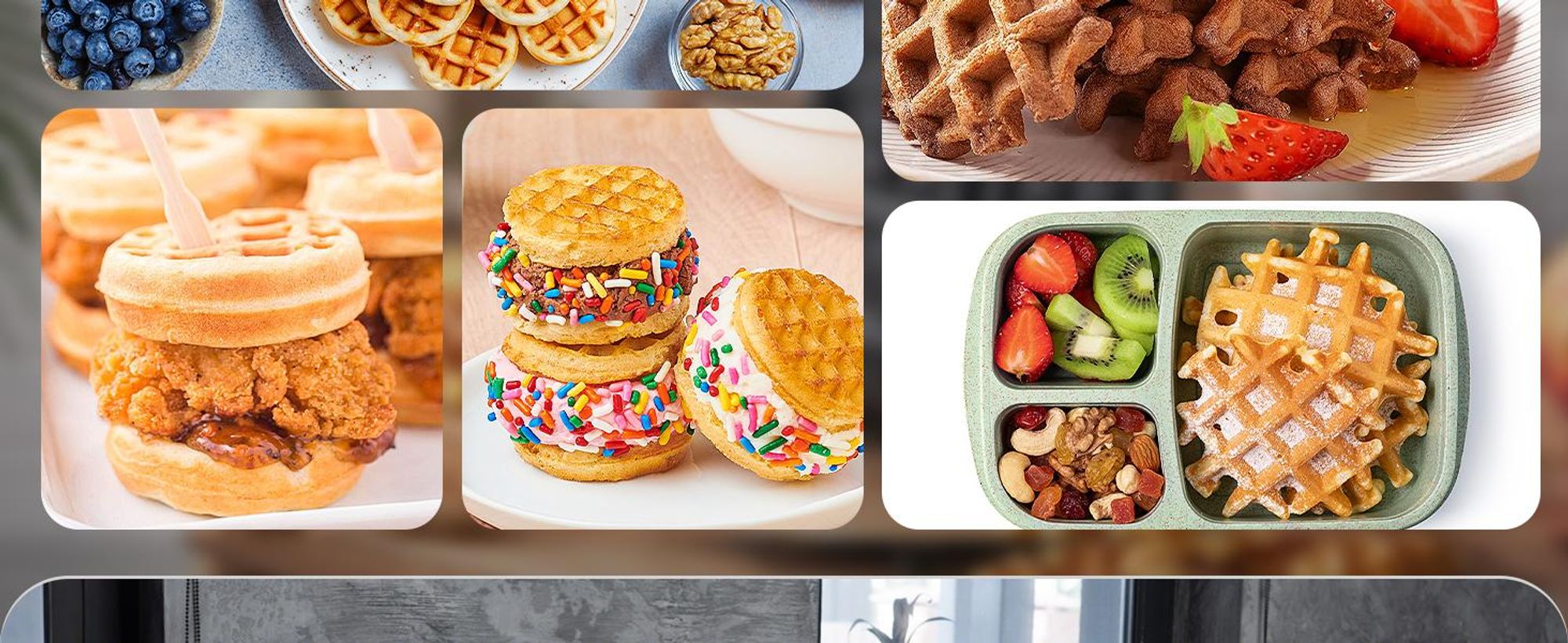 YASHE Mini Waffelmaker 8x5cm Waffeln Antihaft Kompakt Ideal für Frühstück