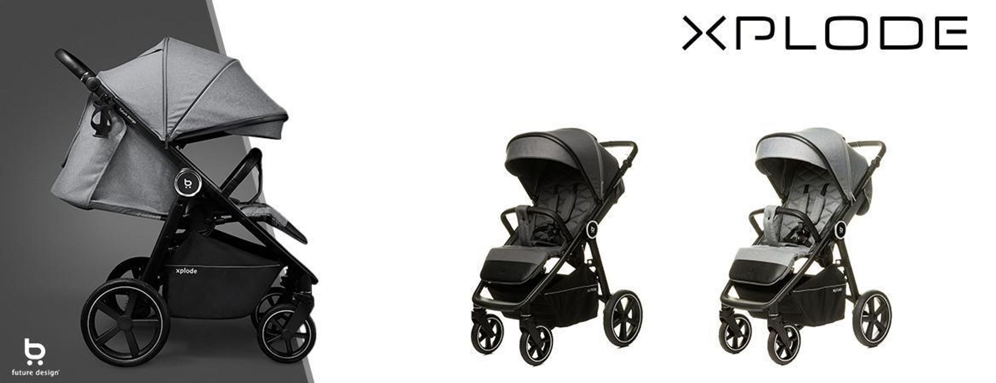 4Baby | Kočík - Kočík Buggy - Grafit- s ochranou pred slnkom UV50 a moskytiérou - so skladaním jednou rukou - do 22 kg - Xplode
