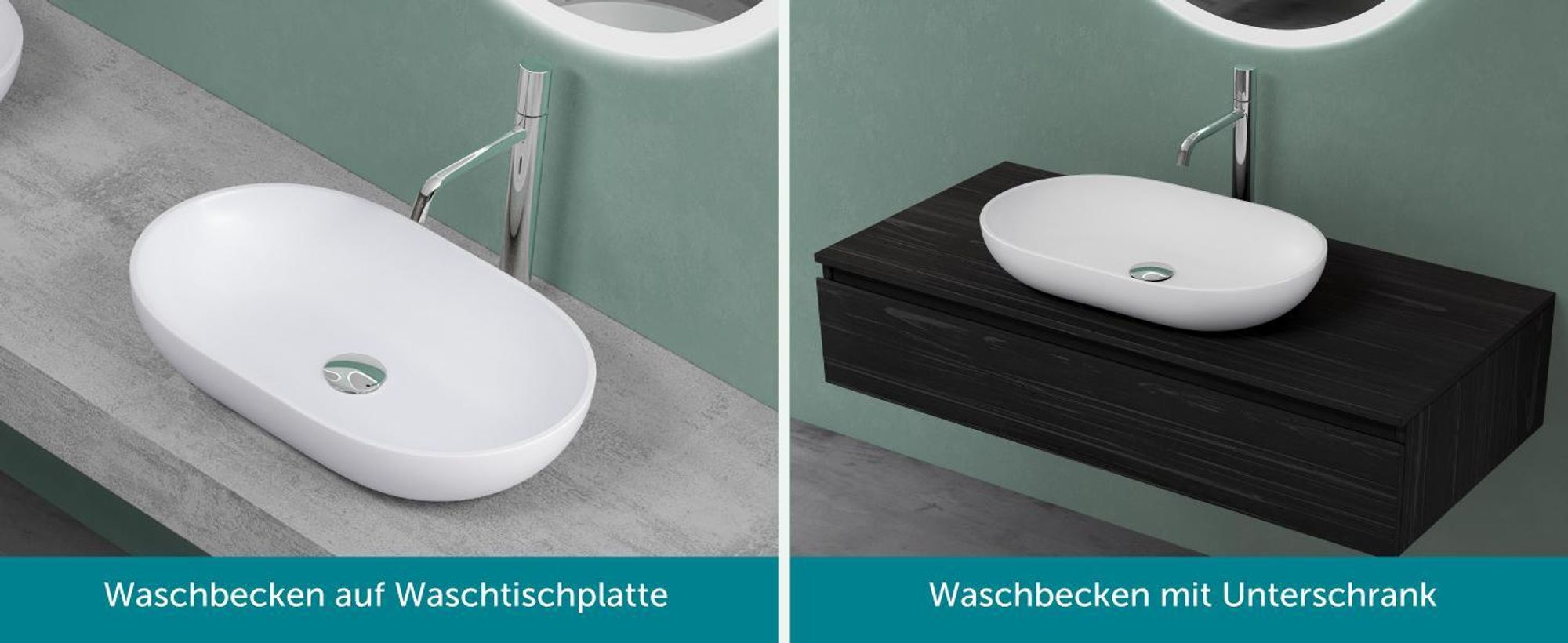 Mai & Mai Aufsatzwaschbecken 54x34x10cm in Weiß matt Waschschale Waschbecken aus Gussmarmor Col808