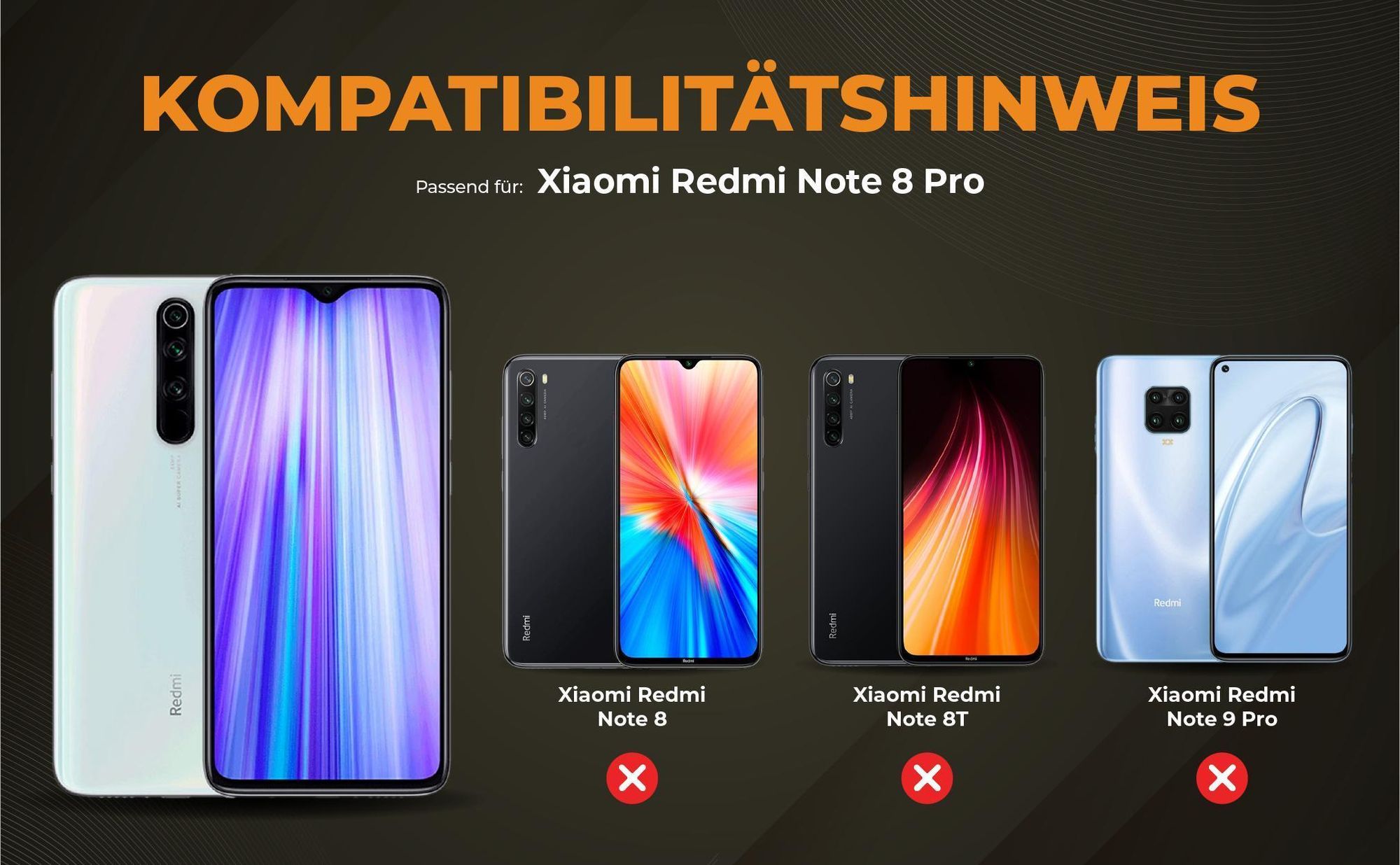 Kompatibilitätshinweise Hülle für Xiaomi Redmi Note 8 Pro
