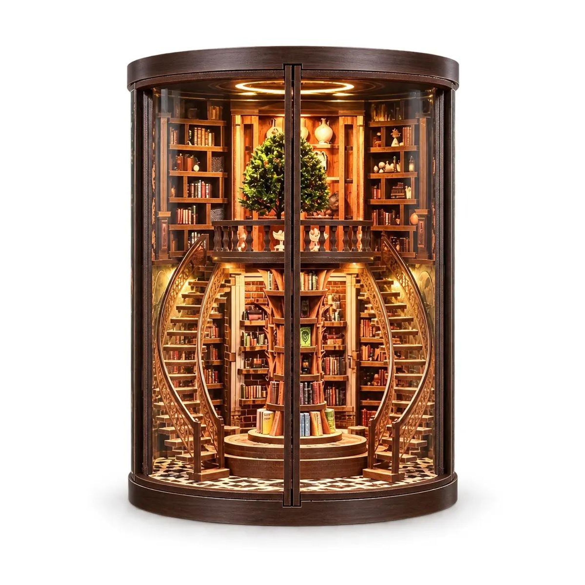 THAR Book Nook Timeless Library beleuchtete Miniaturbibliothek aus Holz