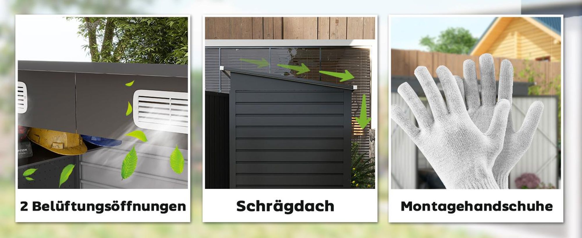 Outsunny Gerätehaus aus Stahl, 2,7 m² Geräteschuppen mit Doppeltür, Schloss Grau
