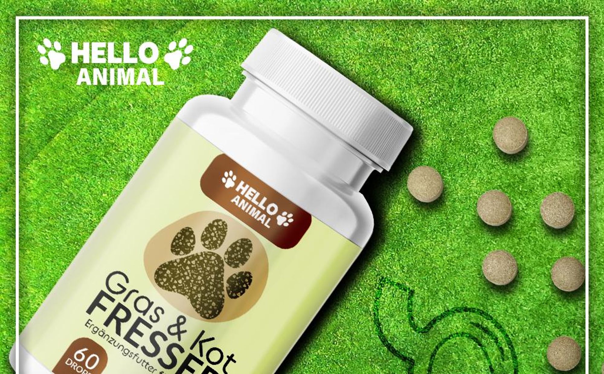 Hello Animal Gras- und Kotfresser Leckerlis für Hunde – Für eine bessere Verdauung und einen gesunden Magen-Darm-Trakt – Wurmkur – Verdauungs Leckerli