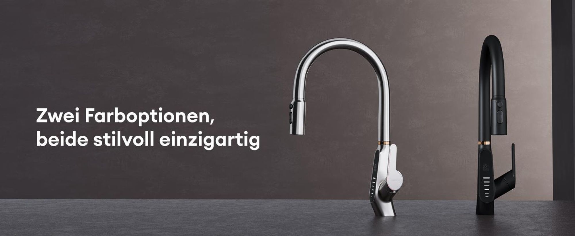 Mai & Mai Wasserhahn Küche Küchenamatur ausziehbar 360° drehbar 3 Wasserstrahl-Modi LED-Digitalanzeige Küchenwasserhahn Spültischarmatur Schwarz 8085