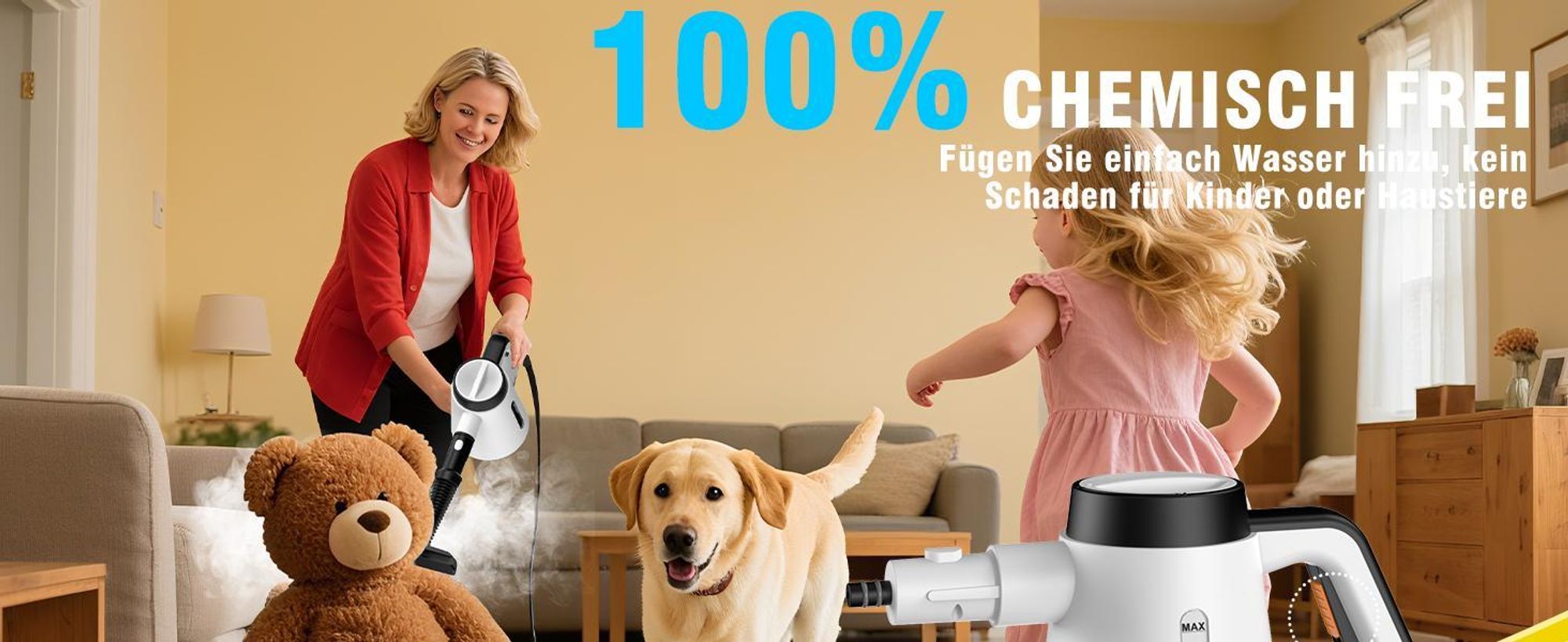 Dampfreiniger, Handdampfreiniger, 1200W Tragbarer Dampfdruck, 400 ml Wassertank, mit 9-teiligem Zubehör