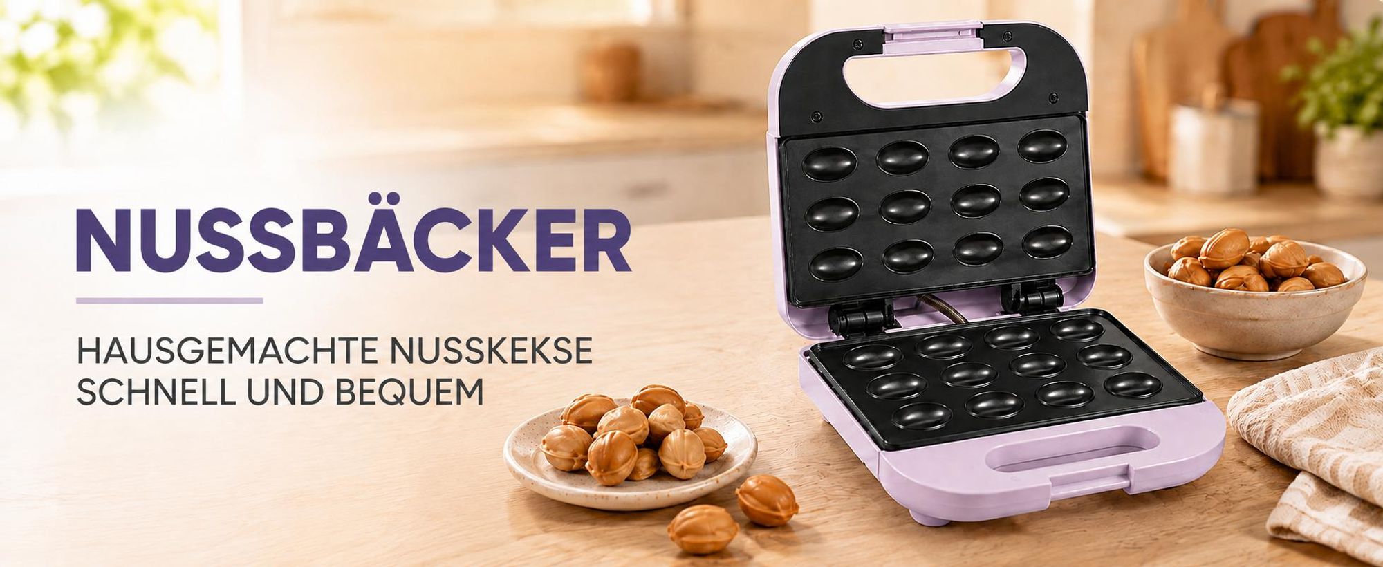 Nussgebäck-Maker Keksform 750W 12 Hälften Antihaftbeschichtet Zn1000P