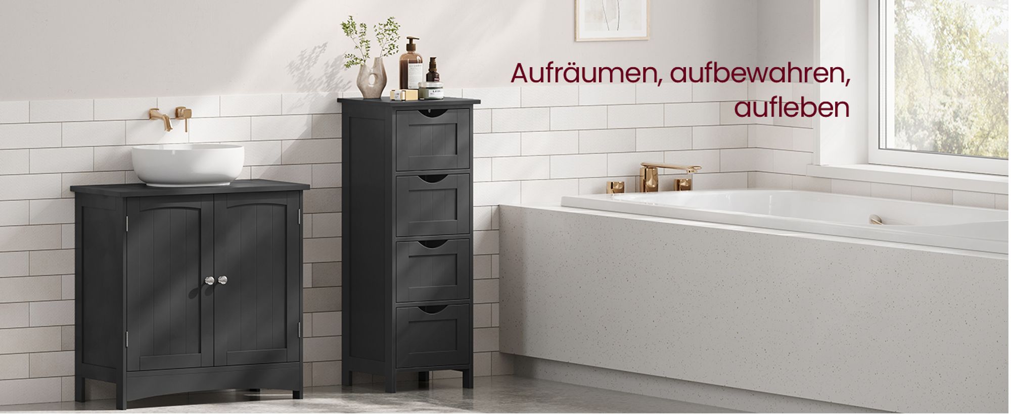 VASAGLE Badezimmerschrank, Badschrank, Beistellschrank mit 4 Schubladen, 30 x 30 x 82 cm, für Badezimmer, Wohnzimmer, Esszimmer, Küche, modern