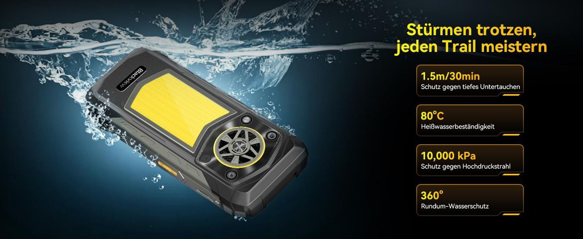Blackview ROCK 5 Outdoor handy incl 45W Ladegerät, 48+256GB, Android 16, 20000mAh, 33W, 120Hz, 2.4K, NFC, 108MP+50MP+20MP, 348LM, IP69K&IP68