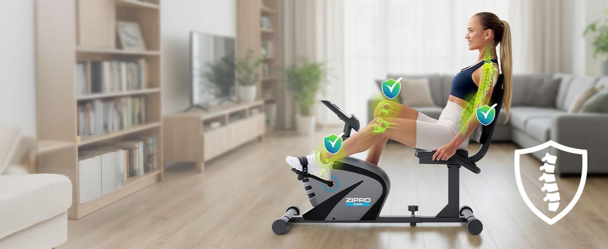Zipro Cyclette Magnetica Orizzontale per Adulti Vision fino a 120kg, Nero, Taglia unica, Taglia unica