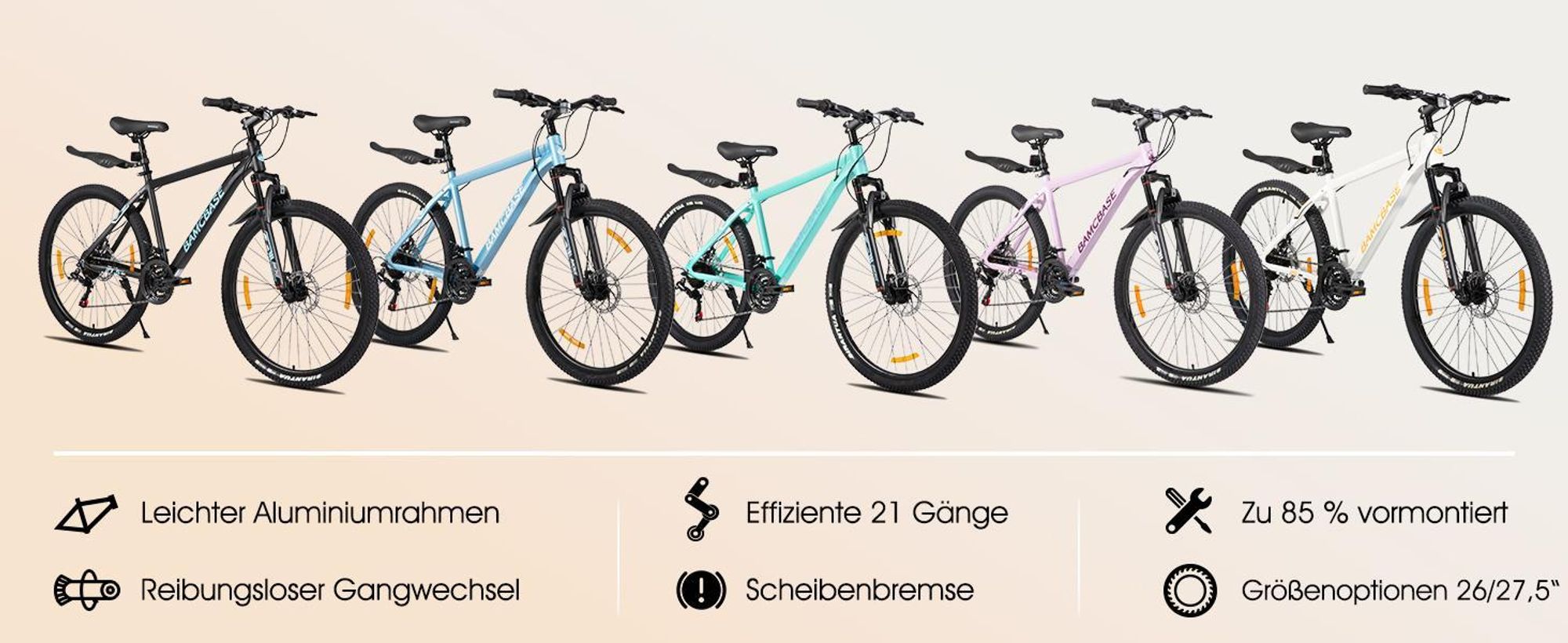 HILAND 26 Zoll Mountainbike für Männer und Frauen, Aluminiumrahmen, 21-Gang Schaltung mit mechanischen Scheibenbremsen und Federgabel, Blau