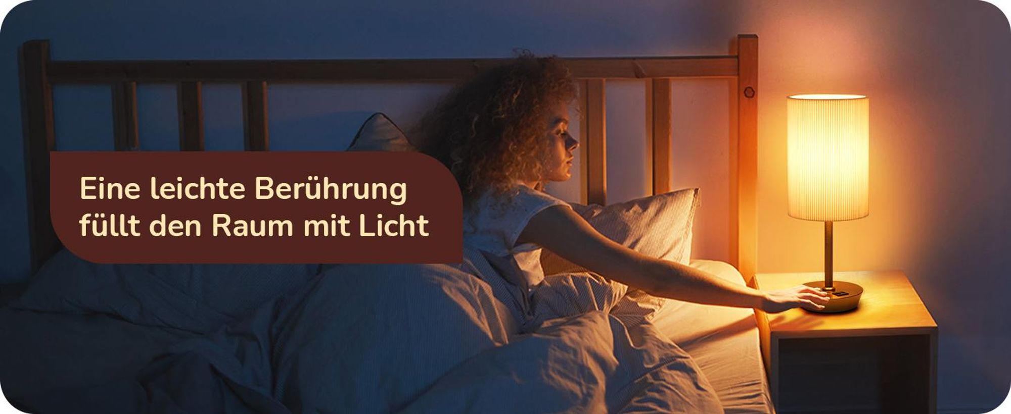 EDISHINE LED Nachttischlampe 2er Set Touch Dimmbar, Tischlampe mit Ladefunktion, Gold beige