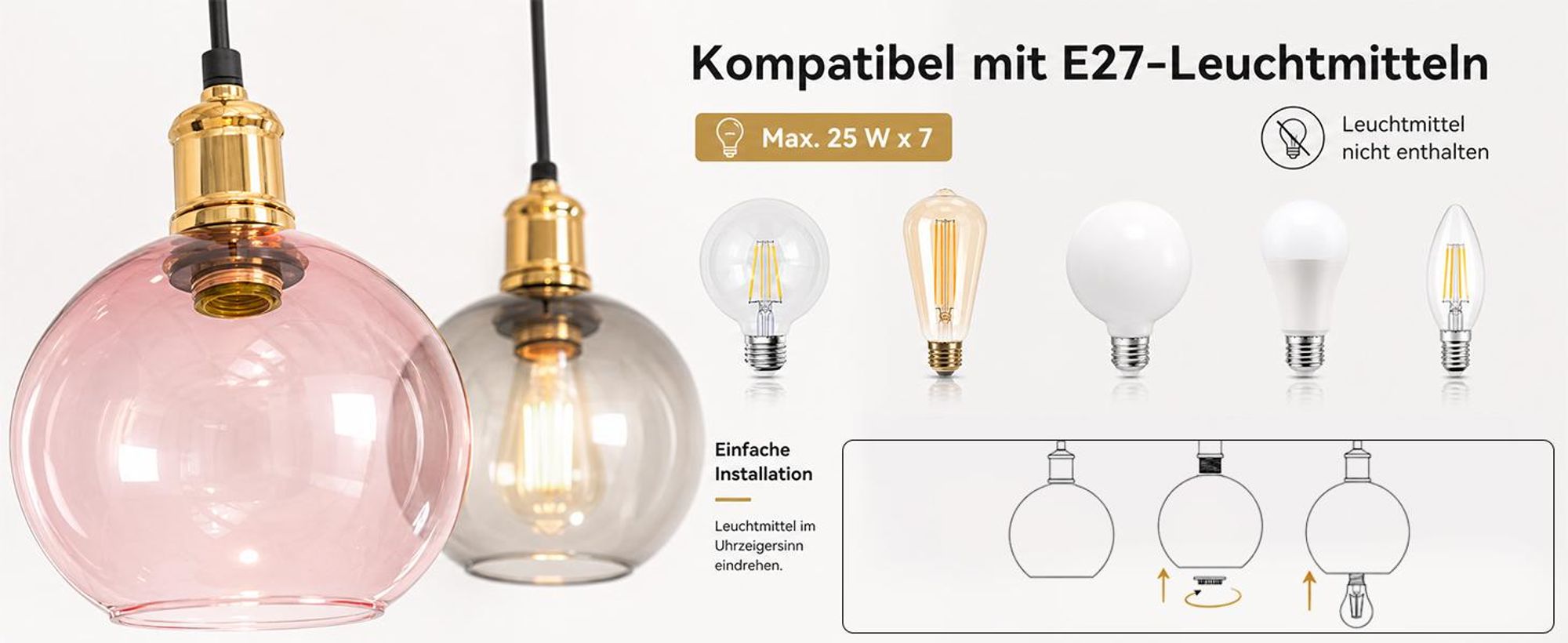 ZMH Pendelleuchte Treppenhaus Hängelampe Esstisch 7 Flammig 190cm Höhenverstellbar Bunteglas Hängeleuchte für Villa Wohnzimmer Esszimmer Schlafzimmer