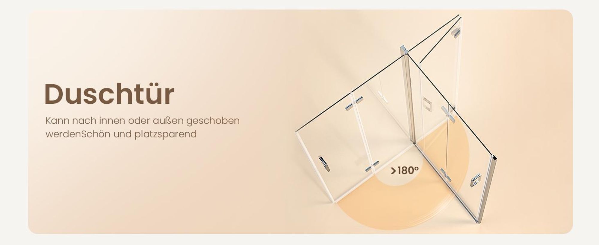 EMKE Duschtür 100x195cm Nische Pendeltür Falttür 1-teilig , 6mm ESG Sicherheitsglas Nischenduschtür Nano-Beschichtung & Hebe-Senk-Funktion, Chrom