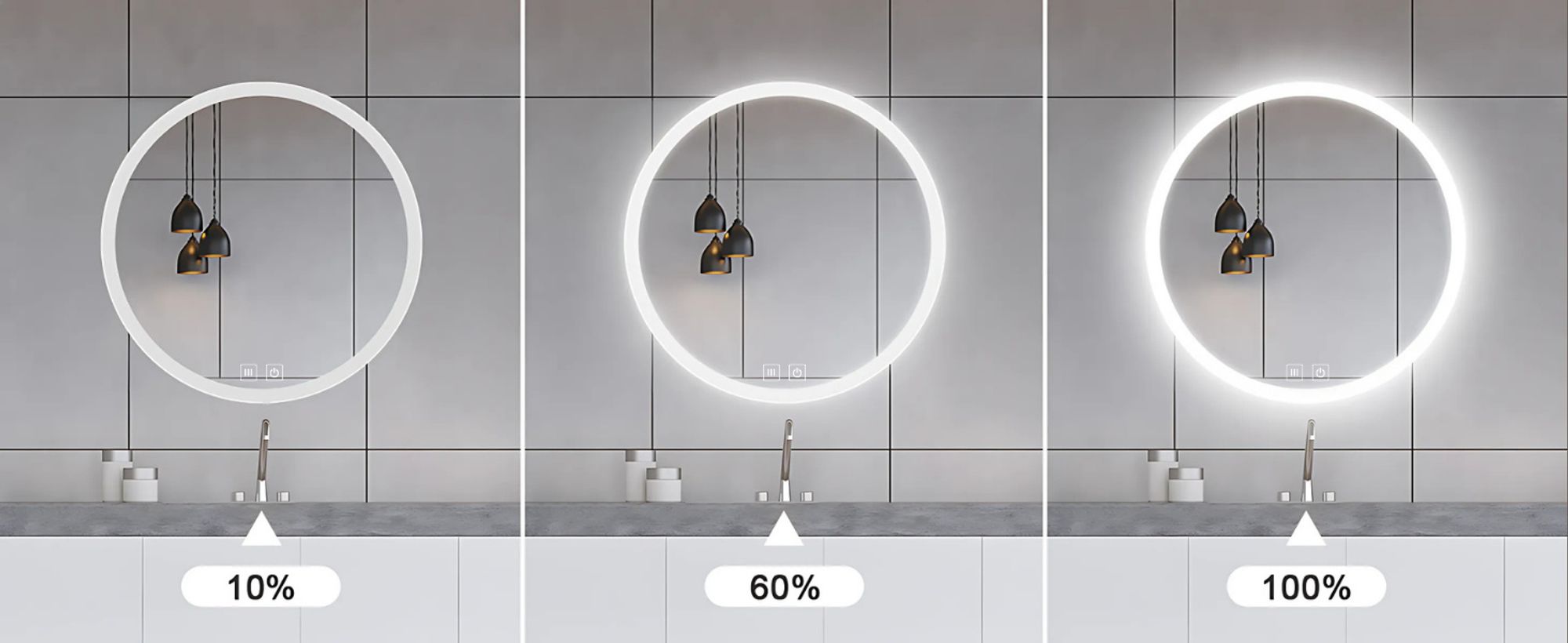 SAVE ®HOME Okrągłe lustro łazienkowe LED - 80 cm - PODŚWIETLANE - 3 BARWY ŚWIATŁA - ŚCIEMNIALNE - BEZ PARY - DOTYKOWE - LUSTRO ŚCIENNE