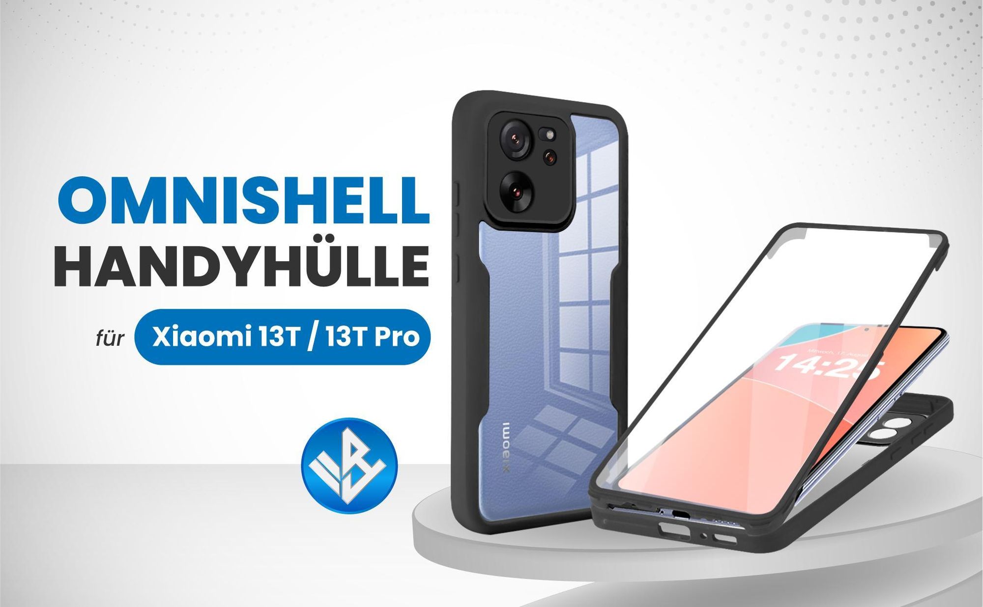 Schwarze 360 Grad Hülle für Xiaomi 13T / 13T Pro mit Kameraschutz
