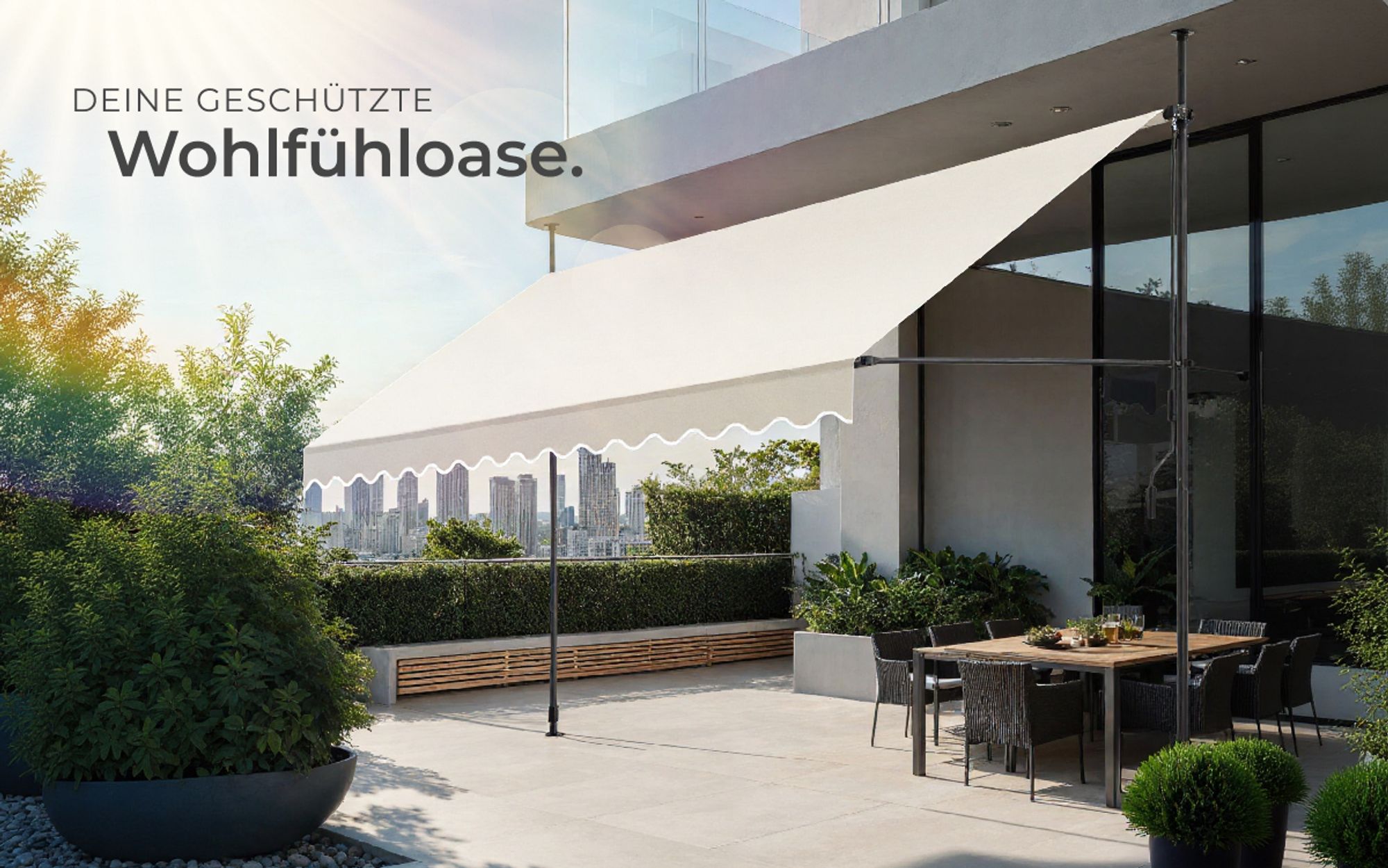 tectake® Klemmmarkise mit Handkurbel einfache Montage
