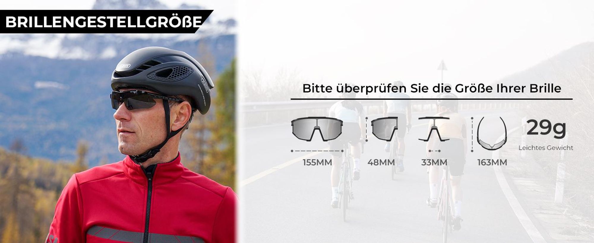 ROCKBROS Fahrradbrille Polarisiert Brille UV400 Schwarz Rot