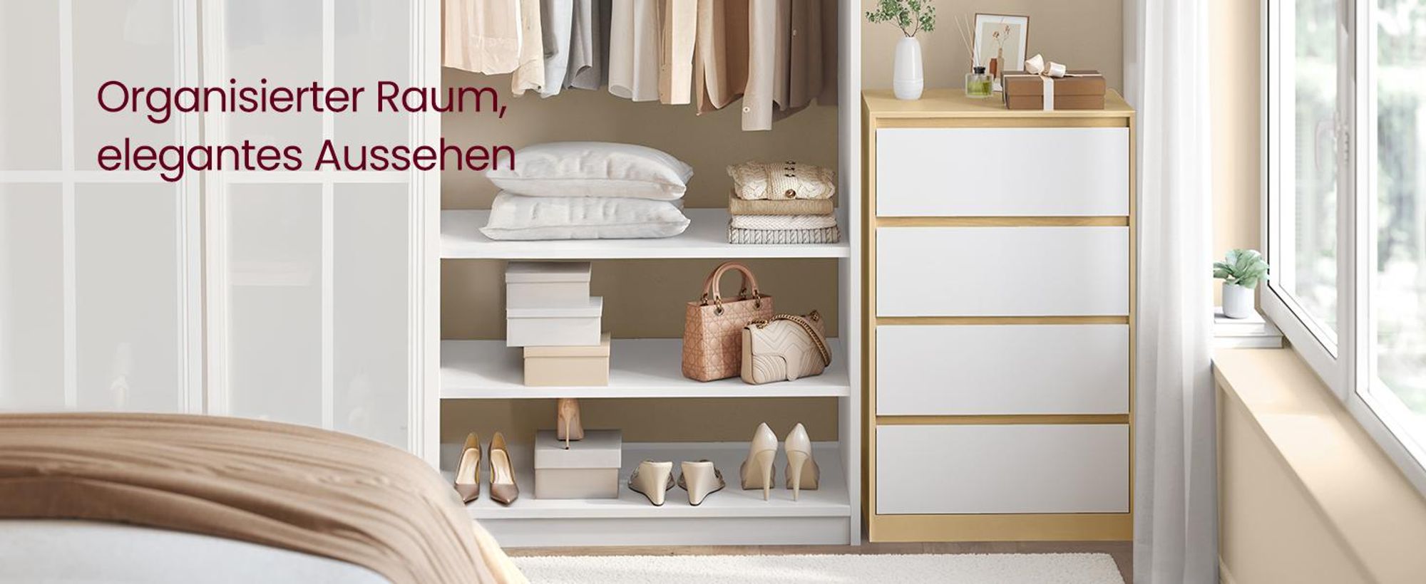 VASAGLE Kommode mit 4 Schubladen Modernes Sideboard für Schlafzimmer 60,2 x 40,4 x 97,4 cm Gelb