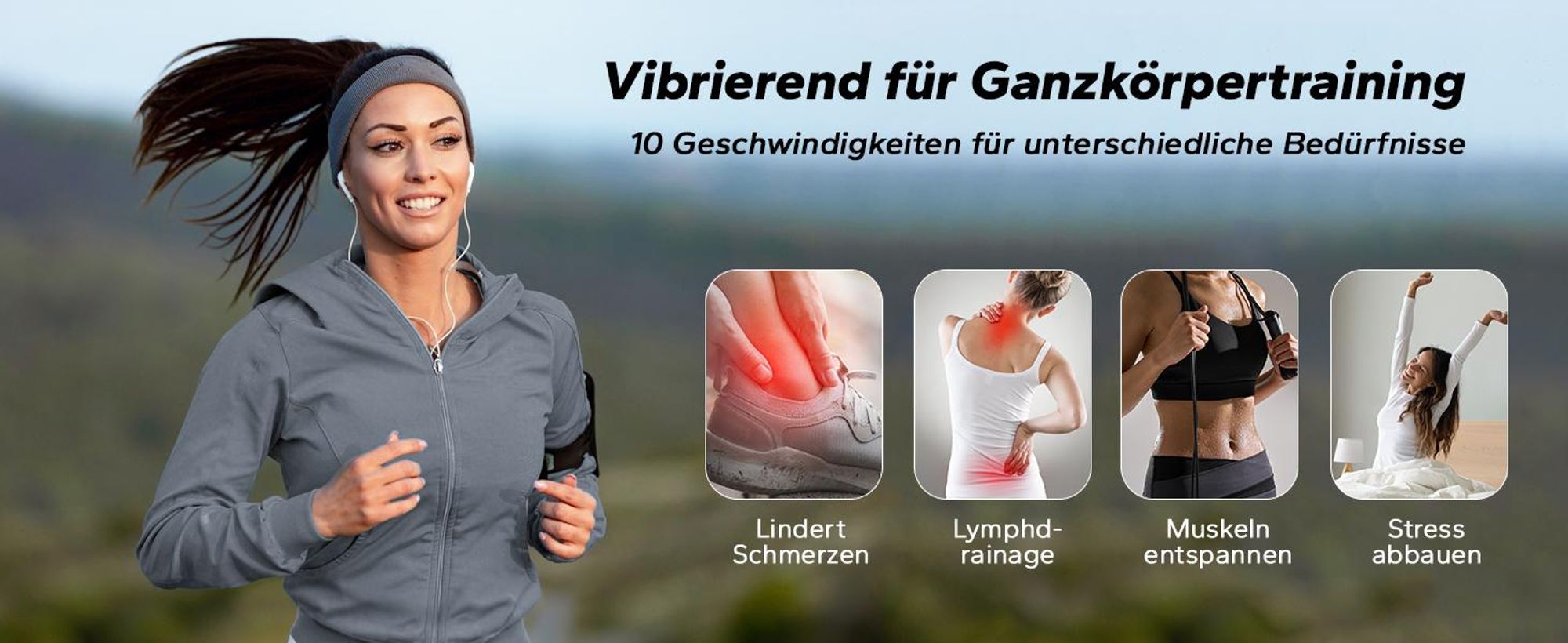 MERACH Vibrationsplatte Trainingsgerät – mit 10 Intensitätsstufen, für Ganzkörpertraining, Fettverbrennung, Muskelaufbau & Formung, schwarz