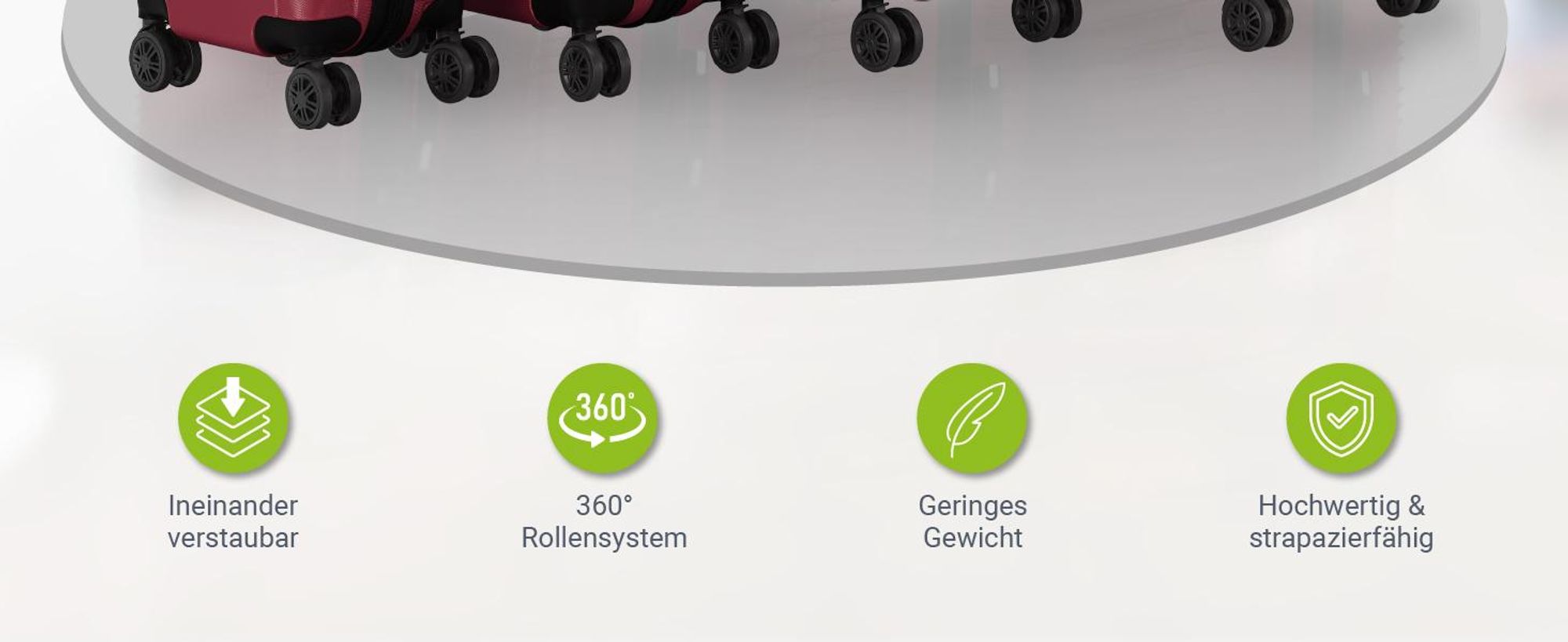 Juskys Hartschale Kofferset Reisekoffer 3 teilig - Zahlenschloss, geräuscharme 360° Rollen groß, Teleskopgriff, leicht - Koffer in Rot