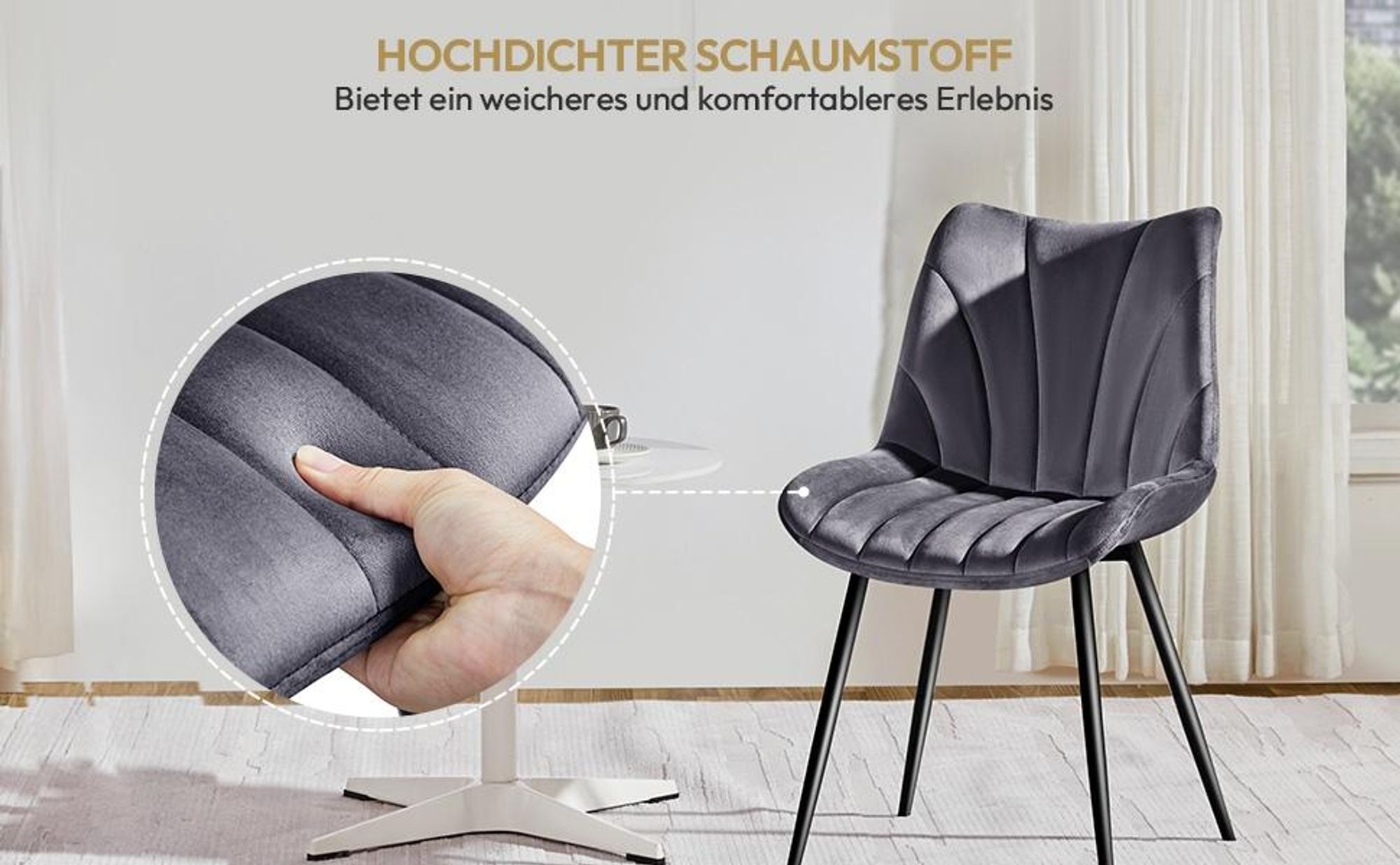 Yaheetech Moderne Esszimmerstühle, 2er Set, mit Metallbeinen, Designer-Stuhl, Dunkelgrau