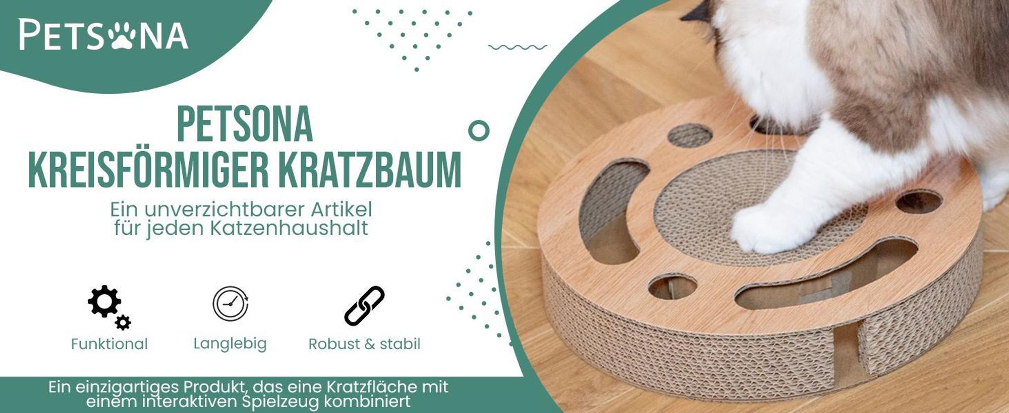 Petsona Kratzbrett Für Katzen Natürlicher Katzenkratzer Spielplatz Kratzpappe & Kratzteppich Für Katze Katzenspielzeug Selbstbeschäftigung, Natürlich
