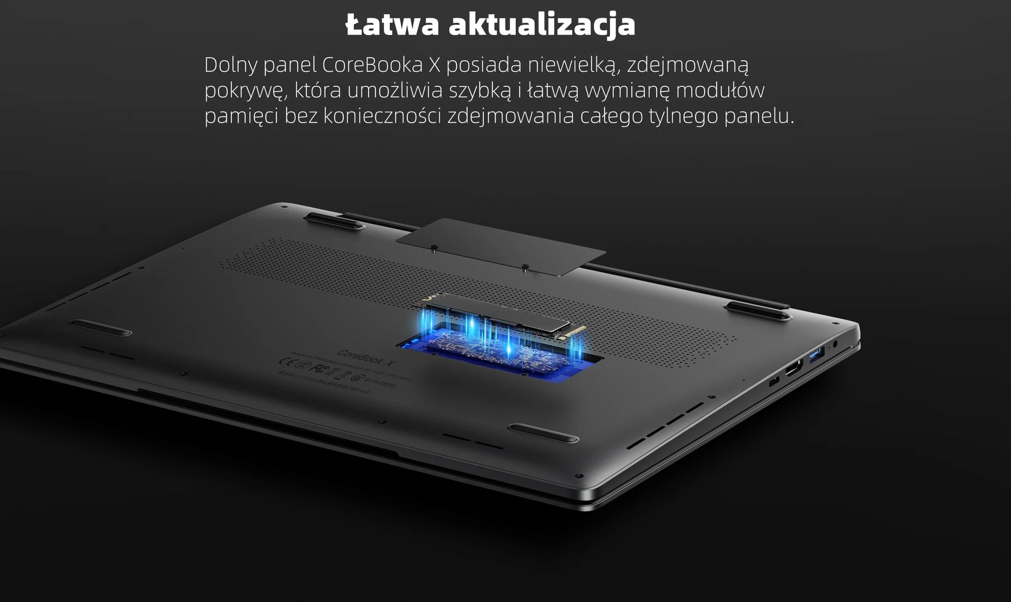 Laptop CHUWI CoreBook X - Procesorem Intel Core i3-1220P Ekran 14" Windows 11 16GB +512GB Baterią 4000mAh - Szary