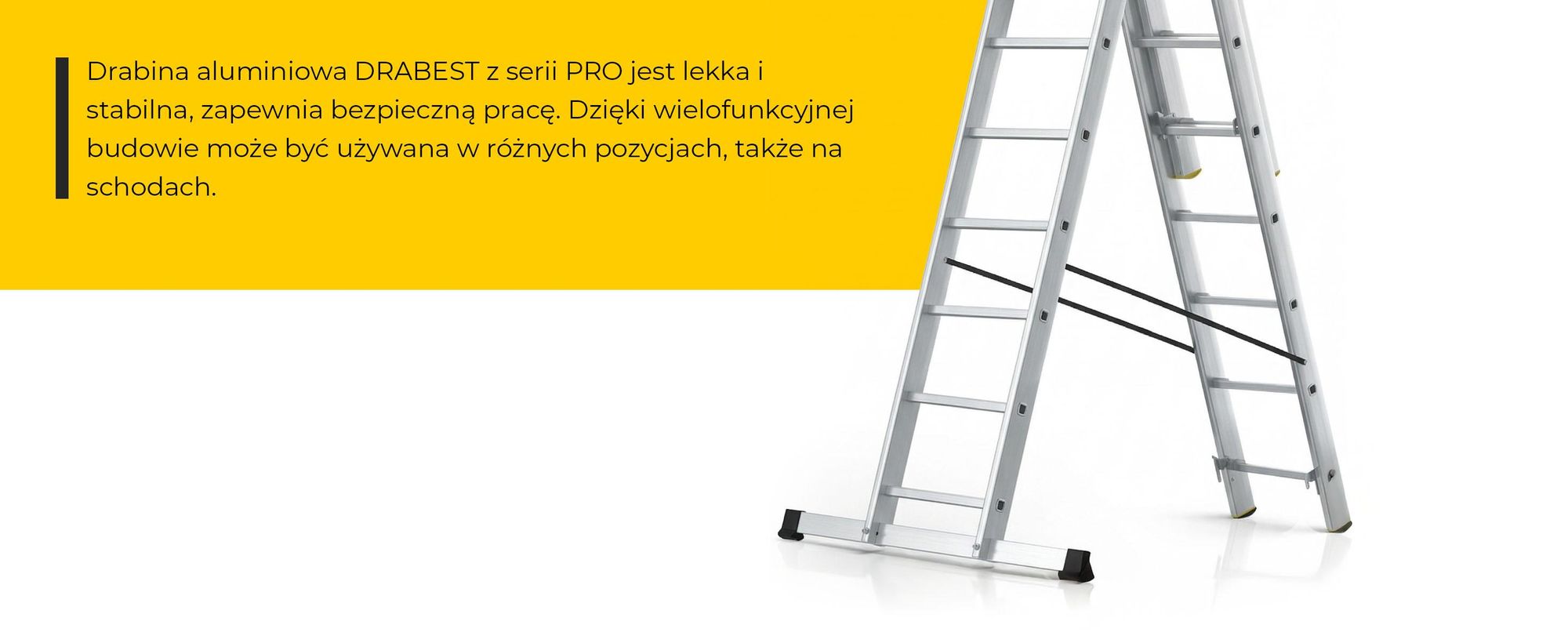 DRABEST | Drabina aluminiowa, drabina wielofunkcyjna 3‑częściowa, drabina przemysłowa, 3 × 10 szczebli, nośność 150 kg, wysokość robocza 6,83 m